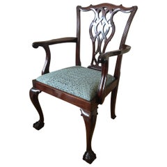 Late 19th Century Chippendale Style Mahogany Armchair
