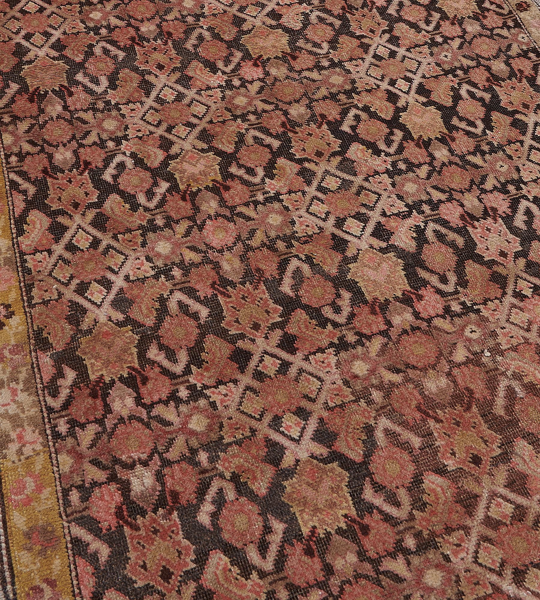 Late 19th Century Chocolate-Brown Antique Karabagh Runner For Sale 4
