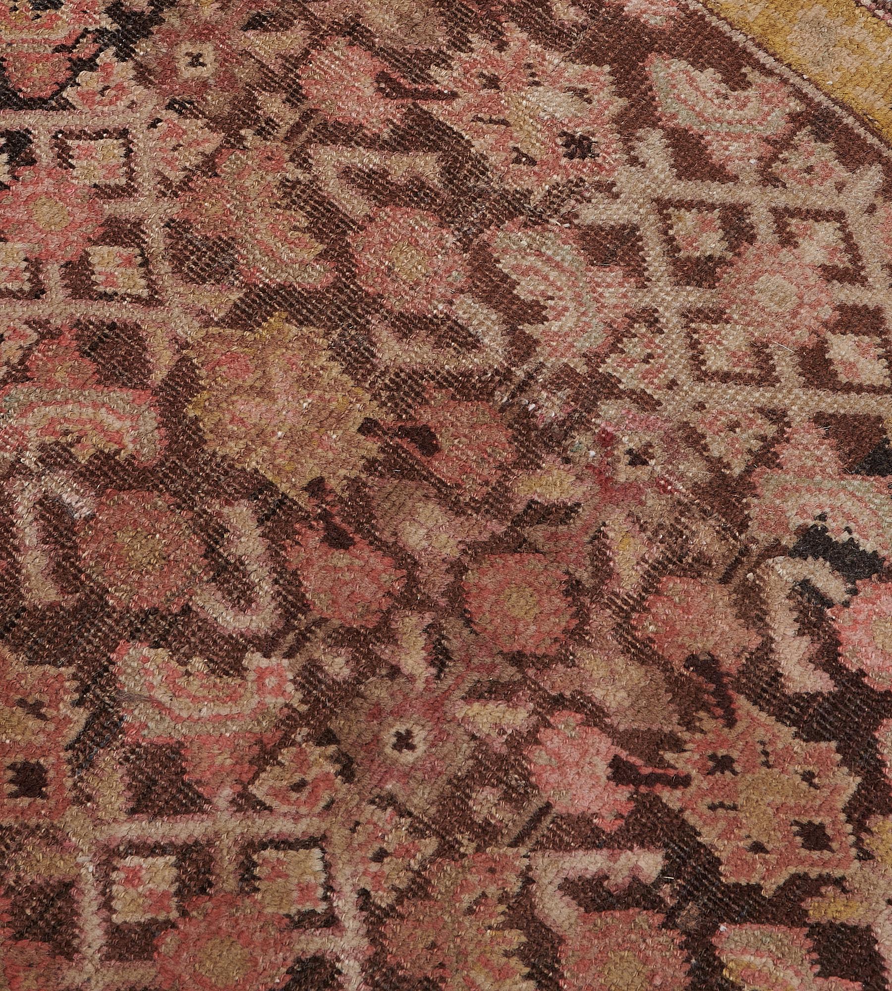 Late 19th Century Chocolate-Brown Antique Karabagh Runner In Good Condition For Sale In West Hollywood, CA