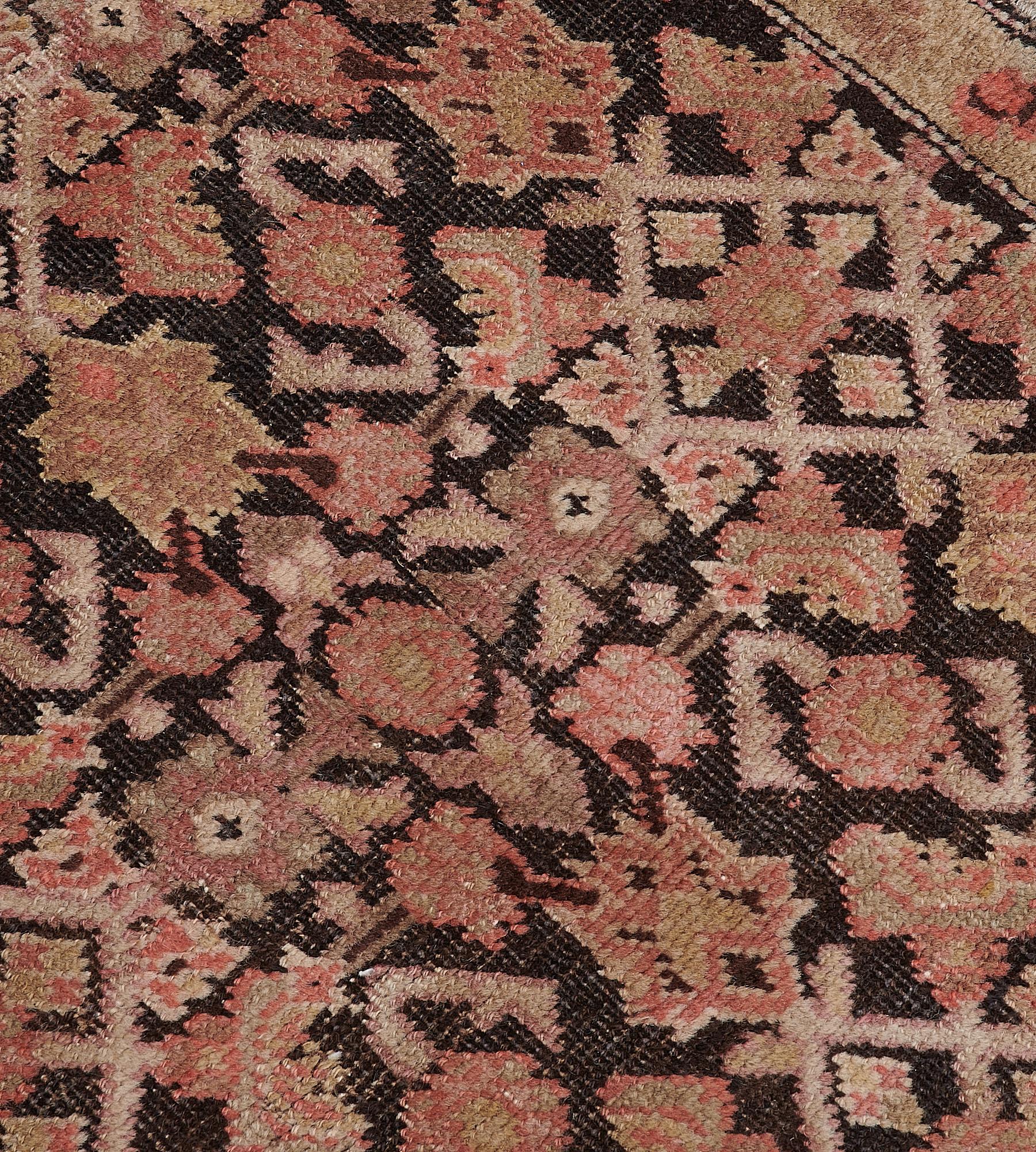 Wool Late 19th Century Chocolate-Brown Antique Karabagh Runner For Sale
