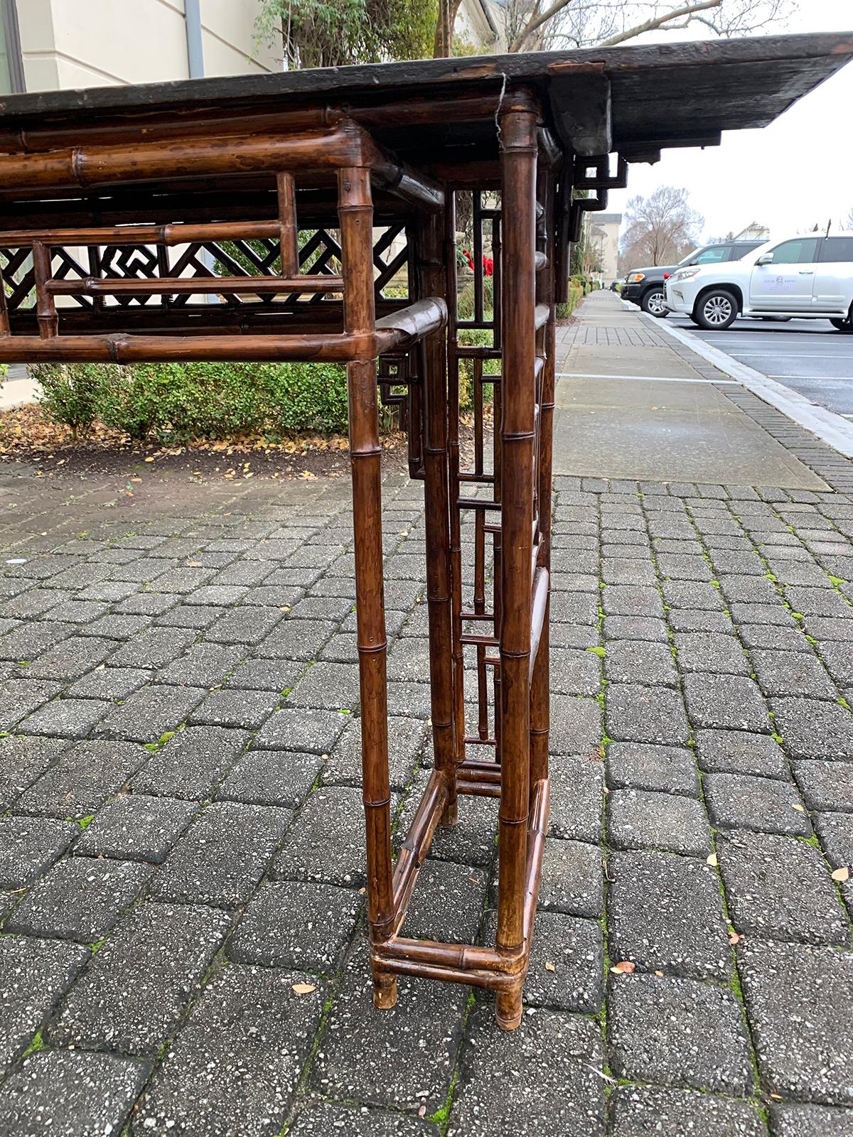 Late 19th Century circa 1880 Chinese Bamboo Altar Table / Long Console 7