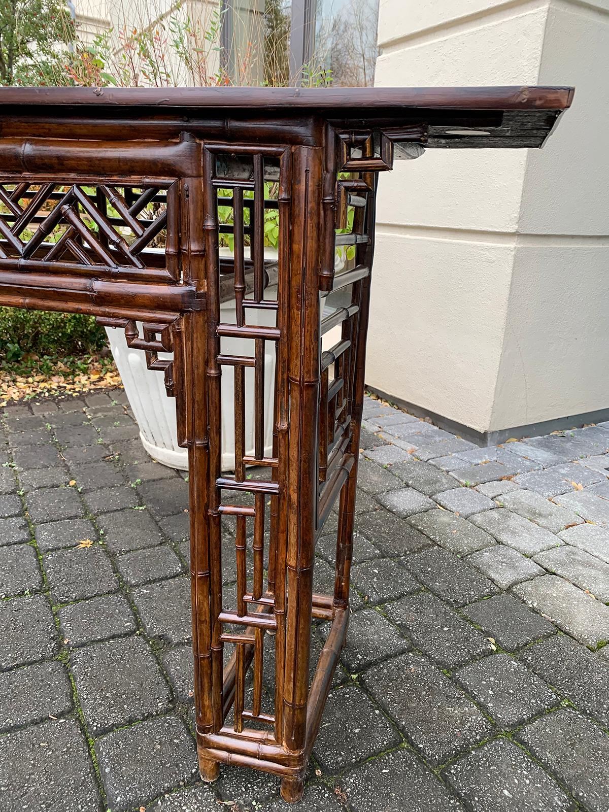 Late 19th Century circa 1880 Chinese Bamboo Altar Table / Long Console 11