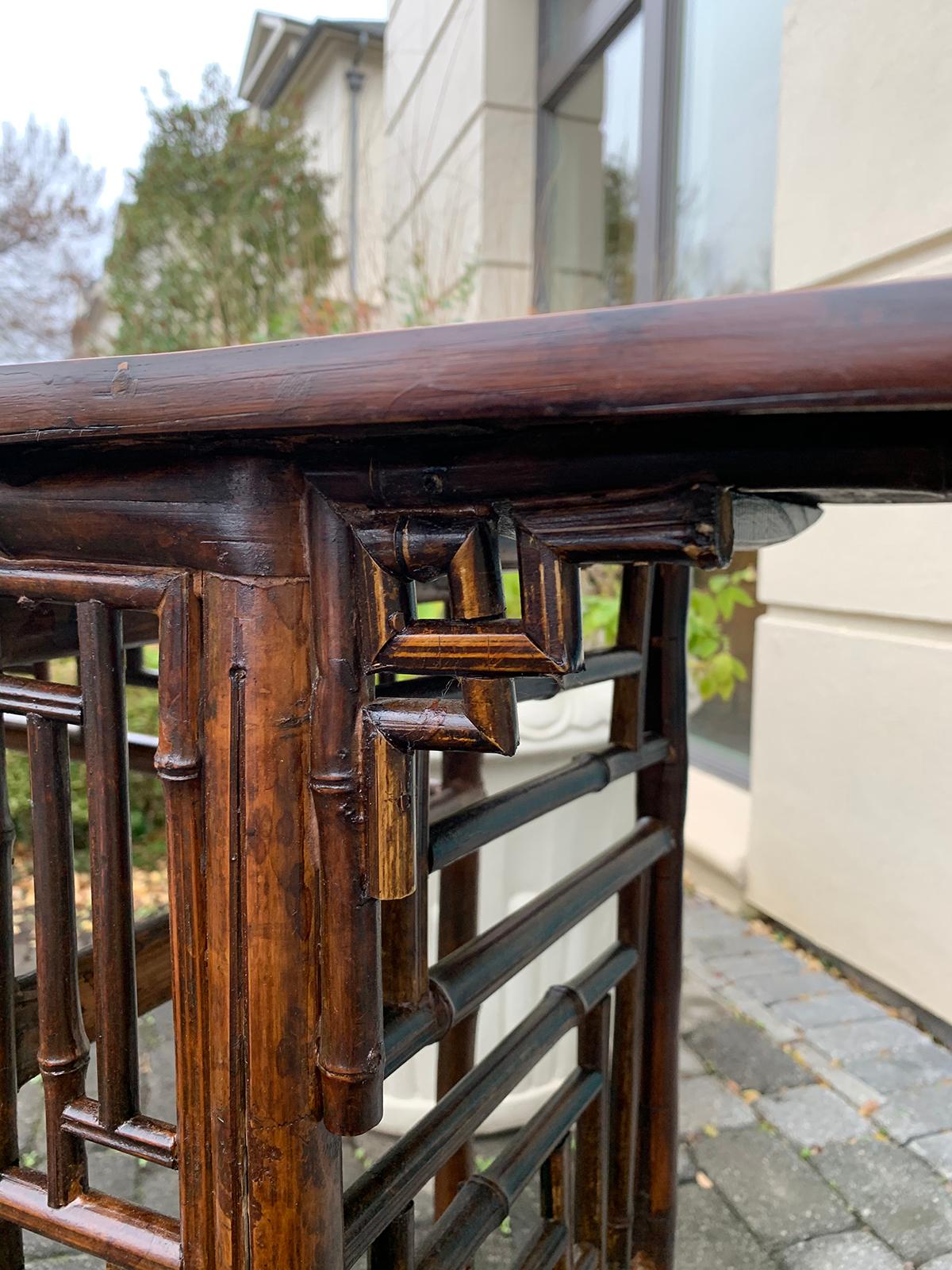 Late 19th Century circa 1880 Chinese Bamboo Altar Table / Long Console 12