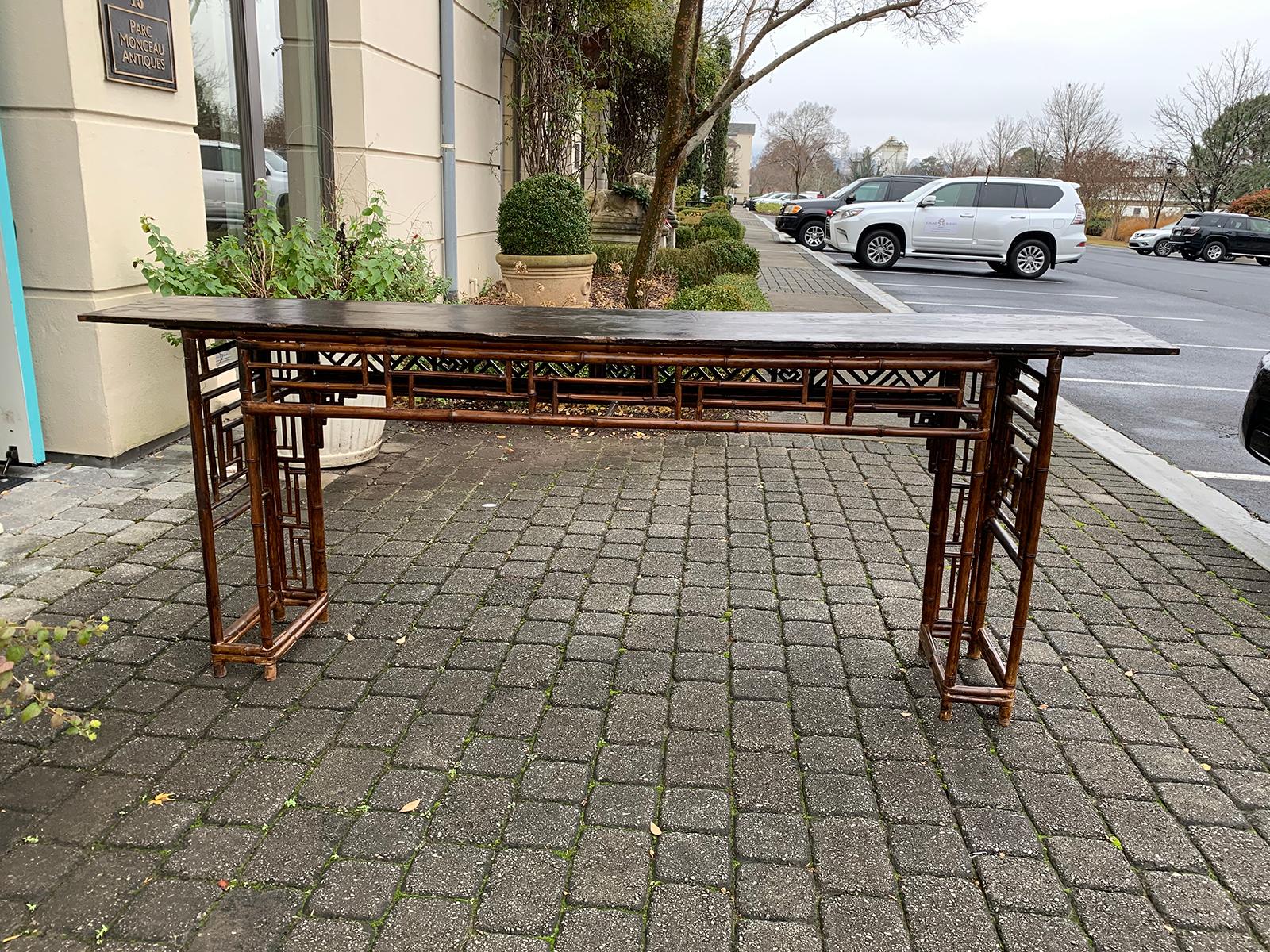 Late 19th Century circa 1880 Chinese Bamboo Altar Table / Long Console 17