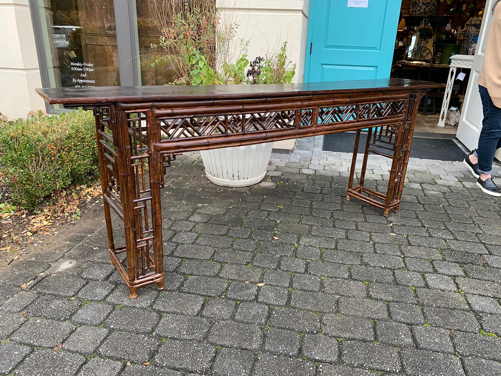 Late 19th Century circa 1880 Chinese Bamboo Altar Table / Long Console In Good Condition In Atlanta, GA
