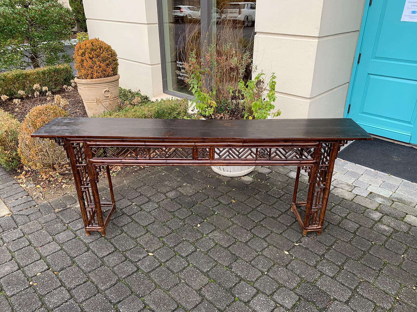 Late 19th Century circa 1880 Chinese Bamboo Altar Table / Long Console 1