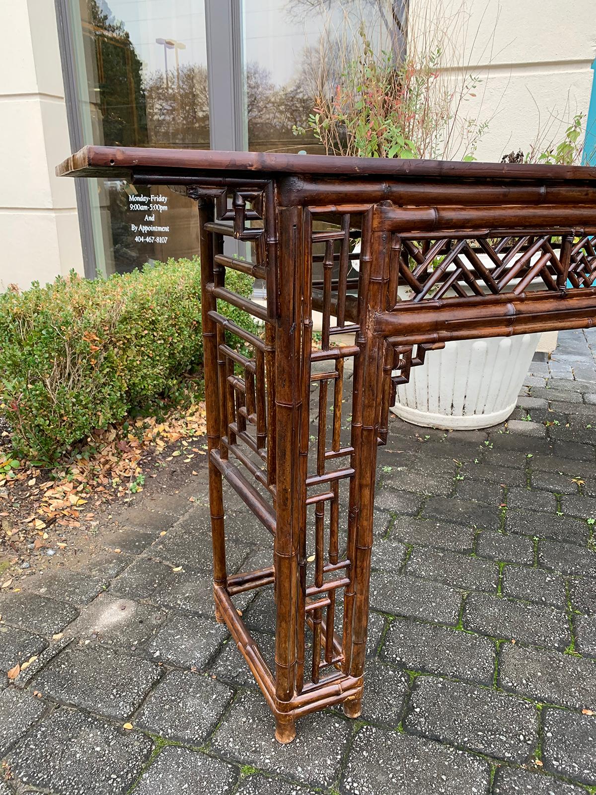 Late 19th Century circa 1880 Chinese Bamboo Altar Table / Long Console 4