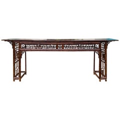 Late 19th Century circa 1880 Chinese Bamboo Altar Table / Long Console