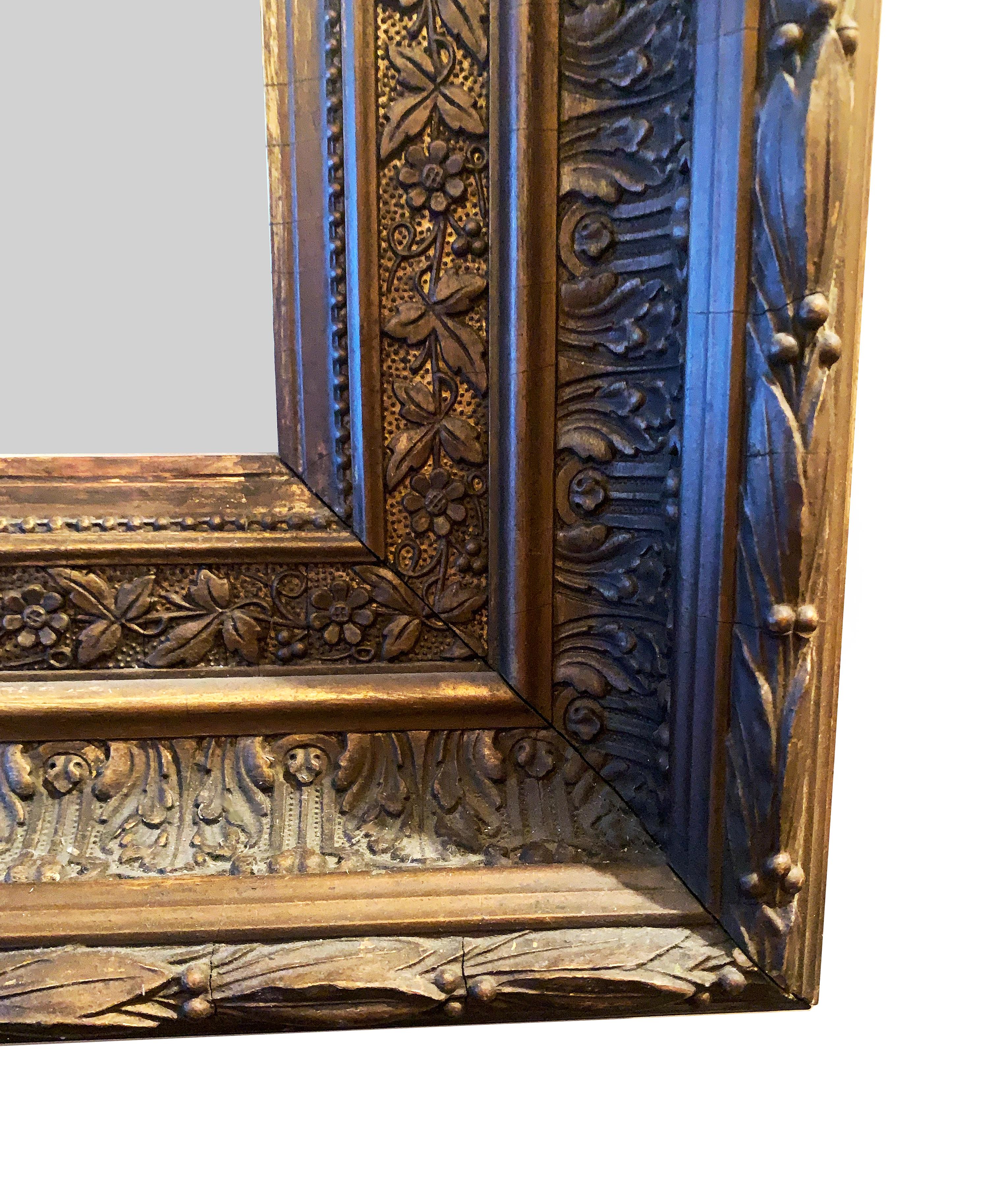 Late 19th Century Classical Beaux Arts Giltwood and Gesso Mirror In Good Condition In Brooklyn, NY