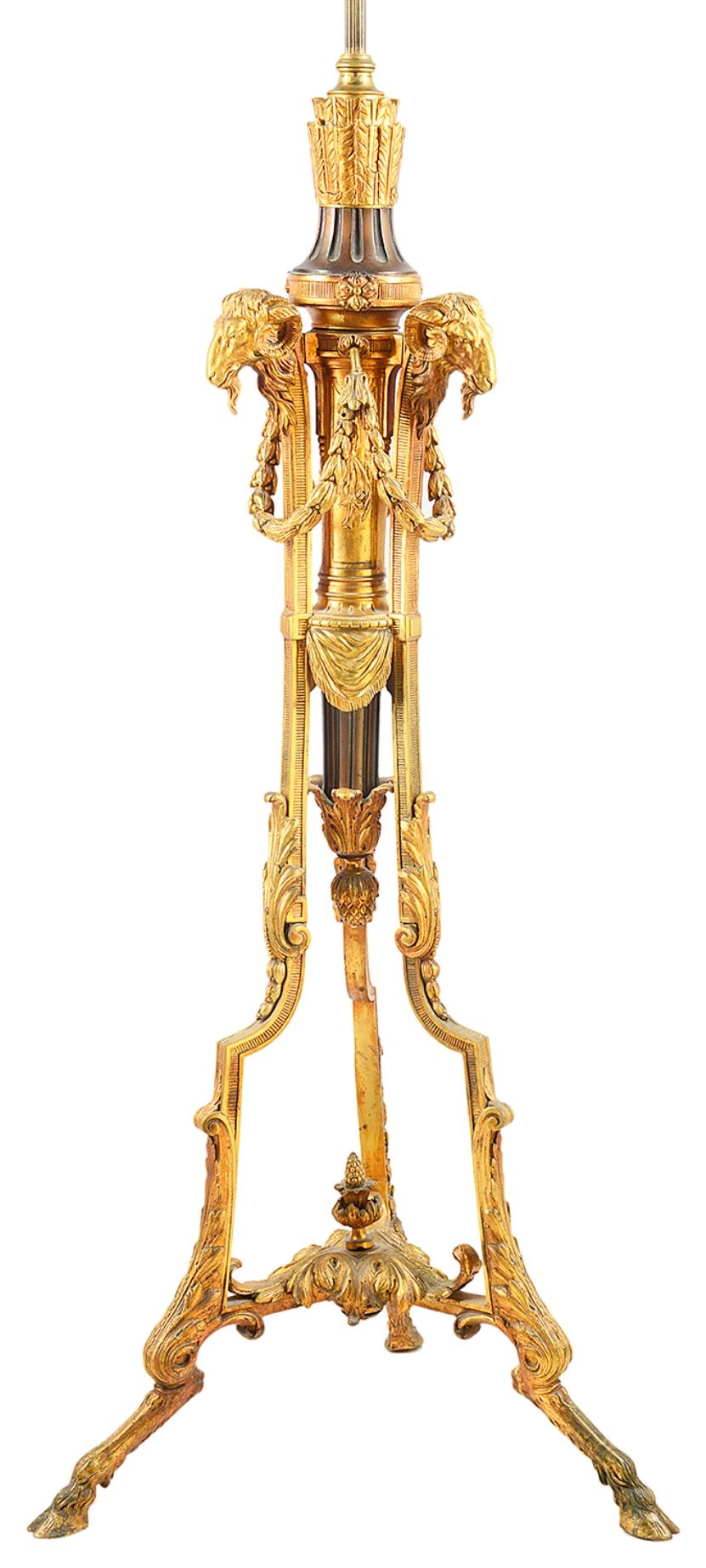 Klassische Goldbronze-Standardlampe des späten 19. Jahrhunderts im Zustand „Gut“ im Angebot in Brighton, Sussex