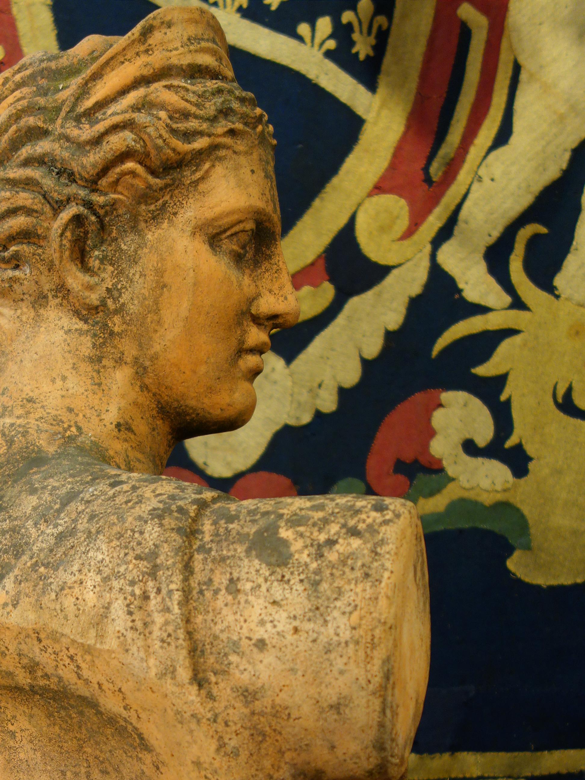 Late 19th Century Classical Roman Style Old Impruneta Terracotta Bust of Diana 6