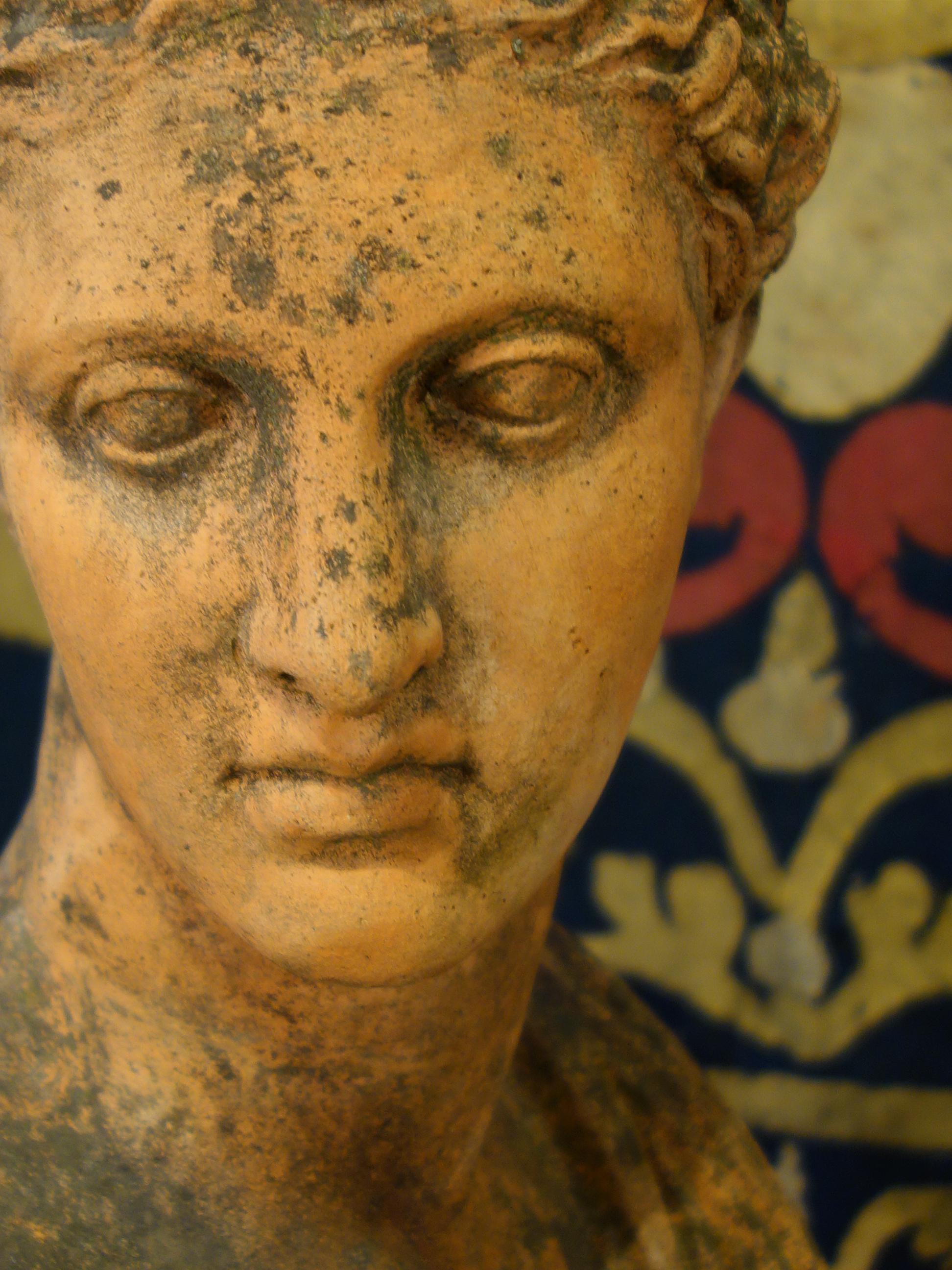 Late 19th Century Classical Roman Style Old Impruneta Terracotta Bust of Diana 12