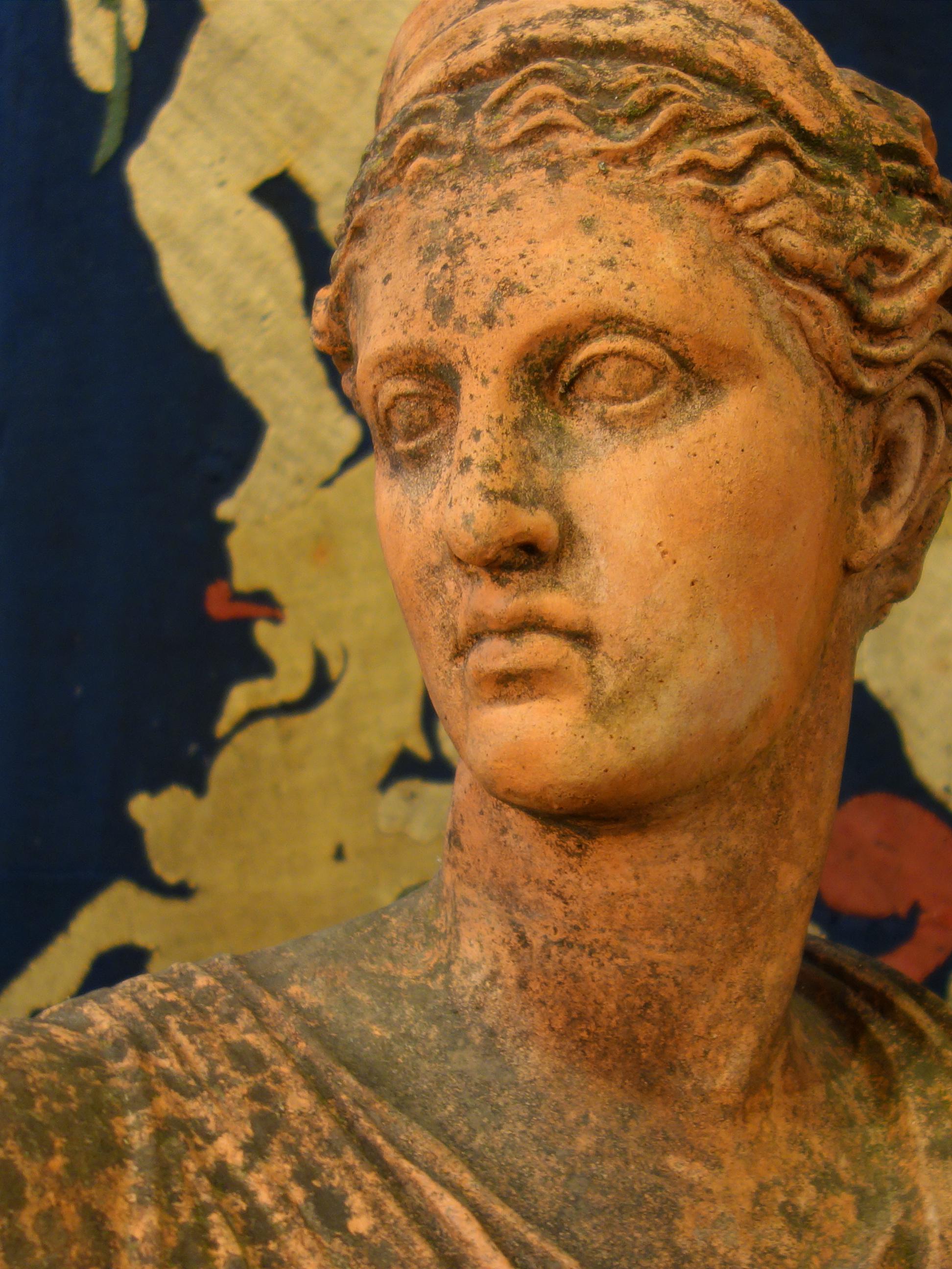 Late 19th Century Classical Roman Style Old Impruneta Terracotta Bust of Diana 13