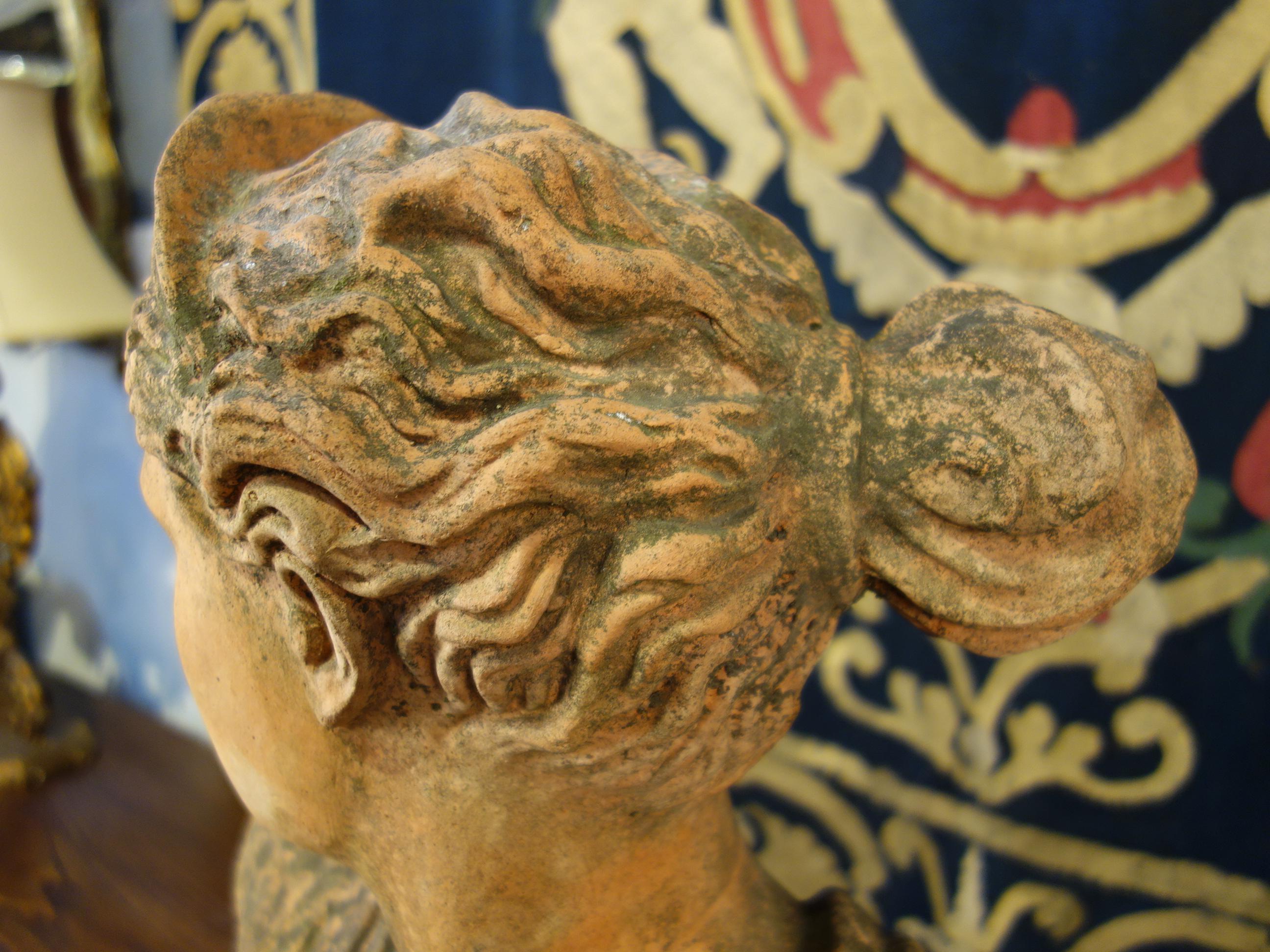 Late 19th Century Classical Roman Style Old Impruneta Terracotta Bust of Diana 2