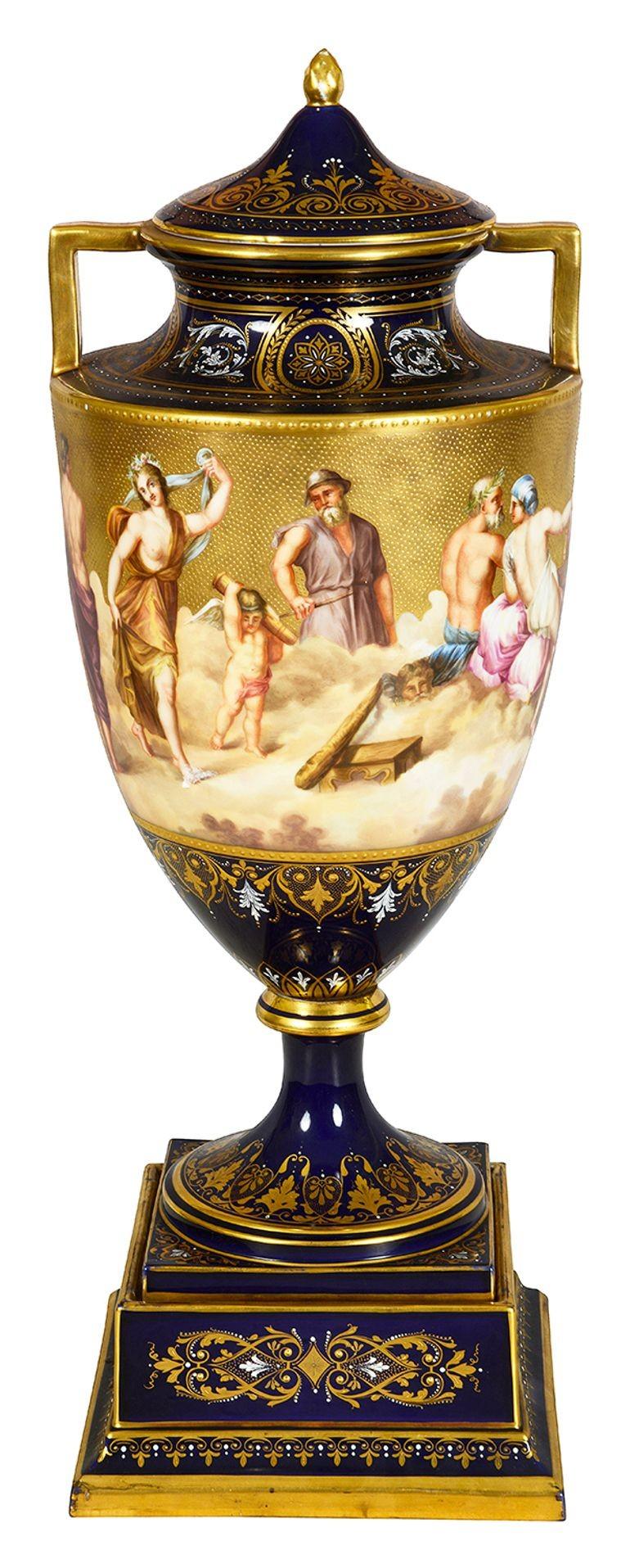 Hand-Painted Late 19th Century Classical Vienna porcelain urn. For Sale