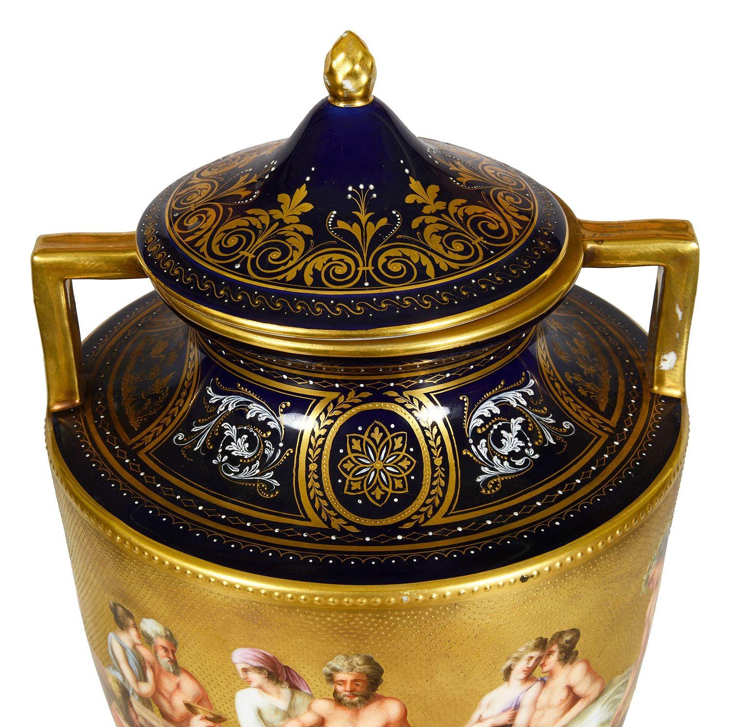 Late 19th Century Classical Vienna porcelain urn. In Good Condition For Sale In Brighton, Sussex