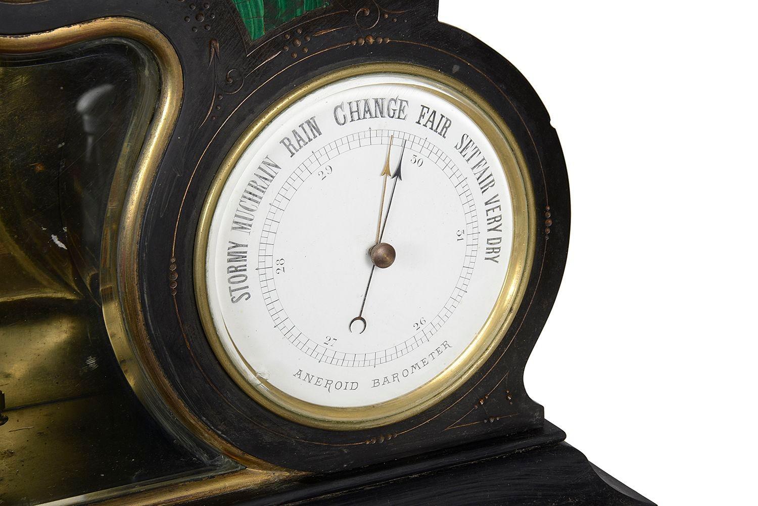Late 19th Century Clock, barometer and calendar with moon phase. For Sale 1