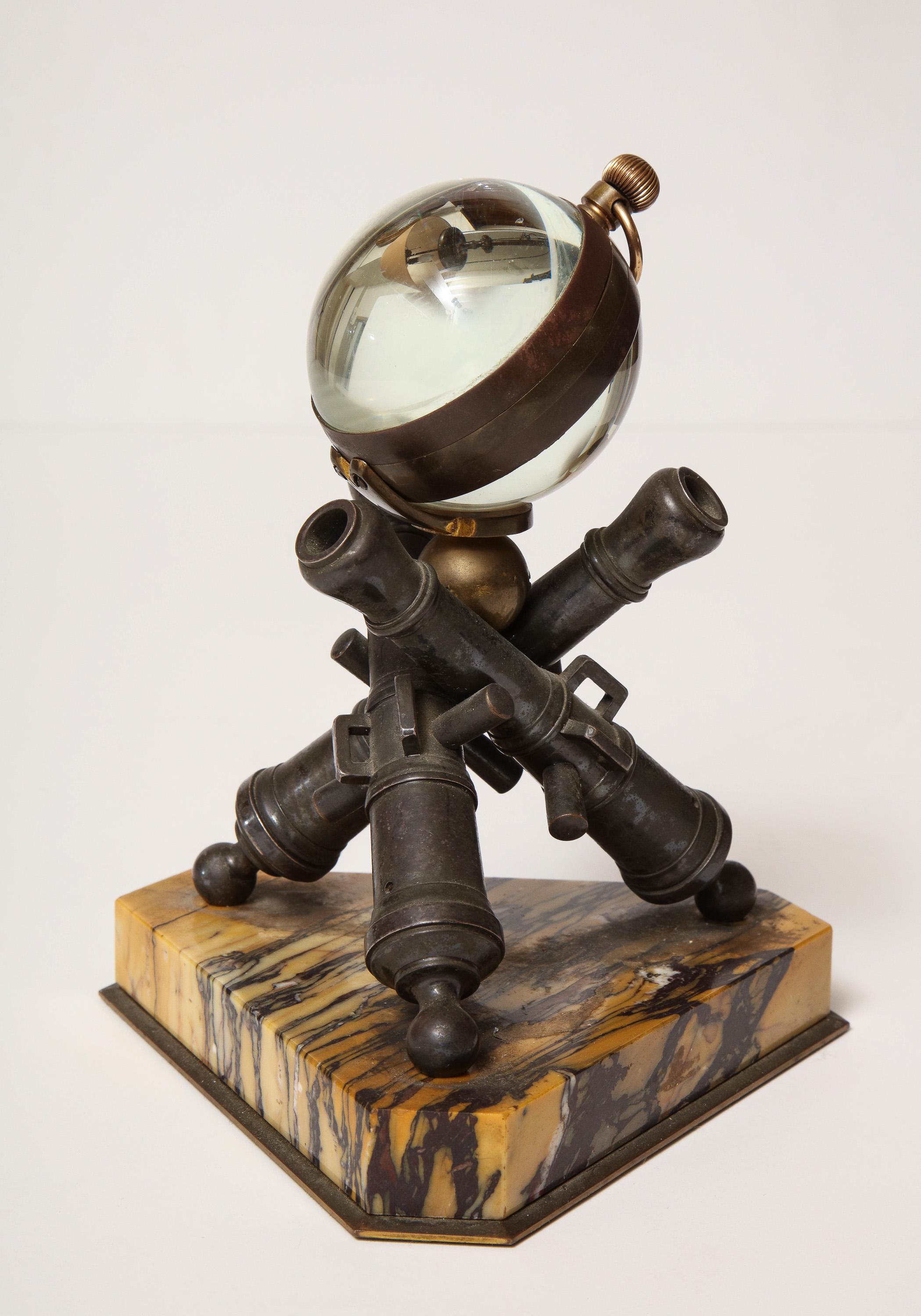 Late 19th Century Clock by W.C. Ball, Mounted on Bronze Cannons with Marble Base For Sale 7