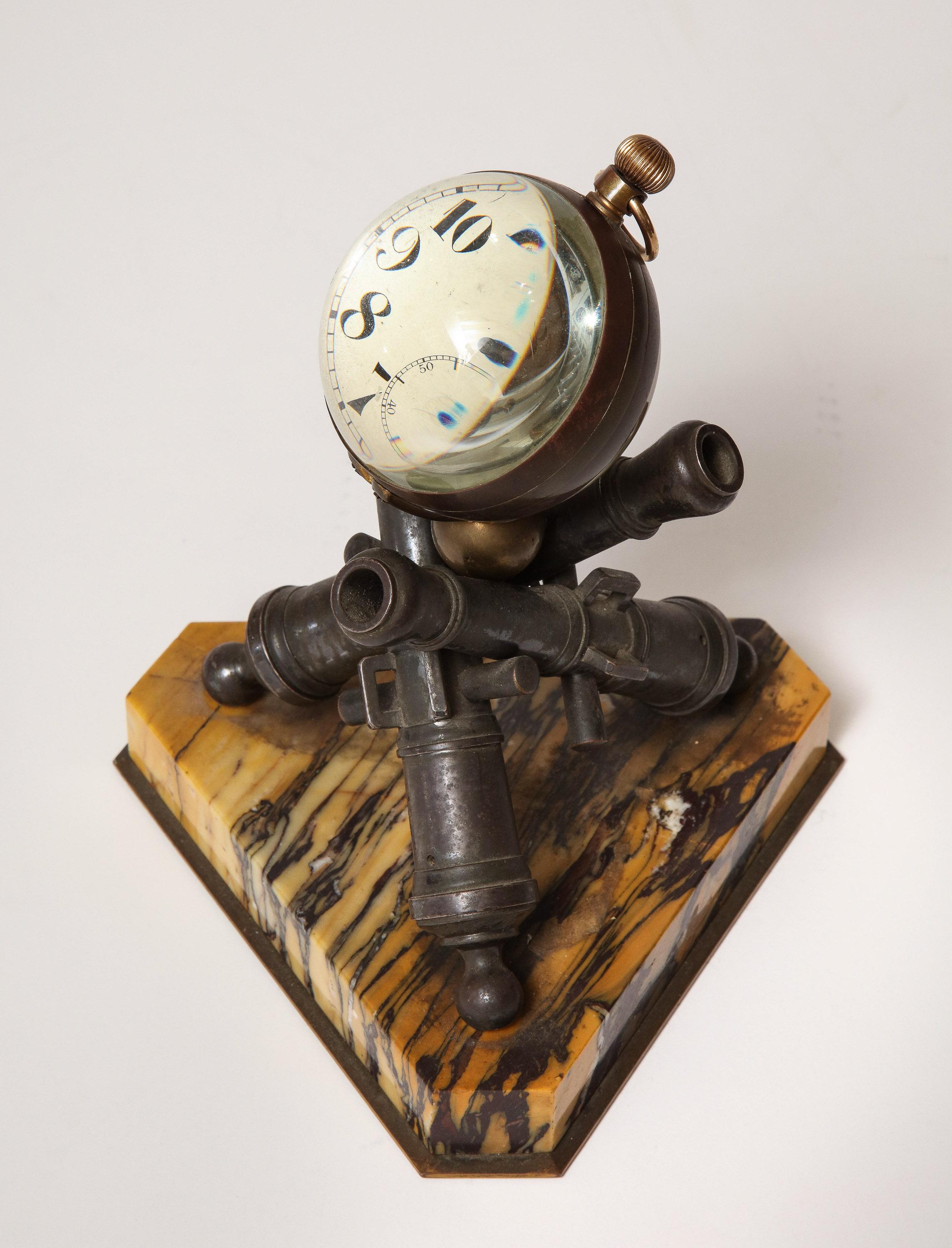 Late 19th Century Clock by W.C. Ball, Mounted on Bronze Cannons with Marble Base For Sale 8