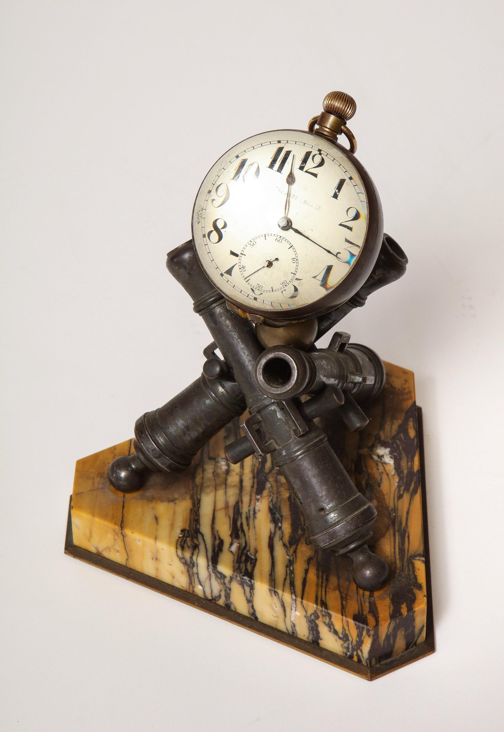 Late 19th Century Clock by W.C. Ball, Mounted on Bronze Cannons with Marble Base For Sale 9