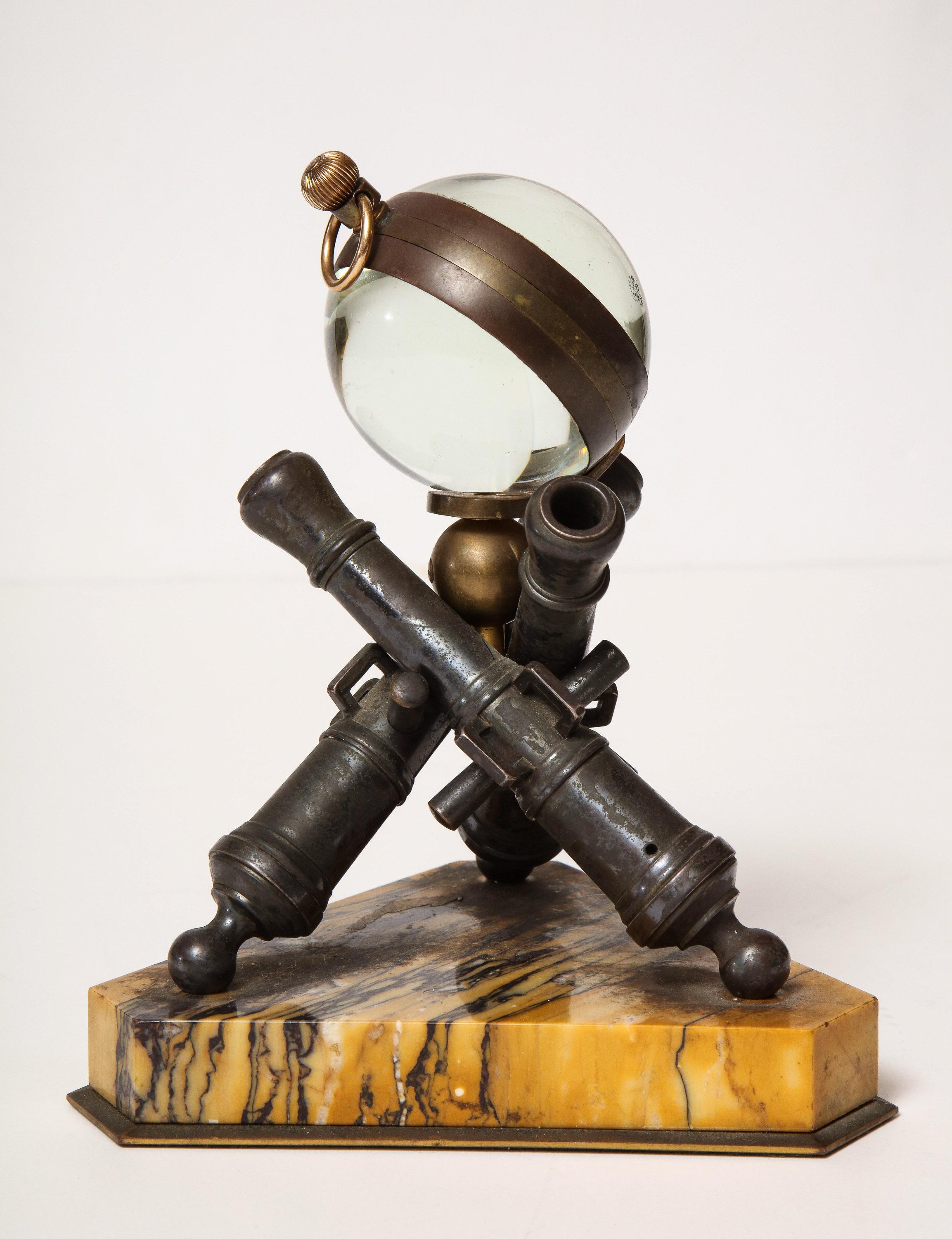 Late 19th Century Clock by W.C. Ball, Mounted on Bronze Cannons with Marble Base For Sale 1