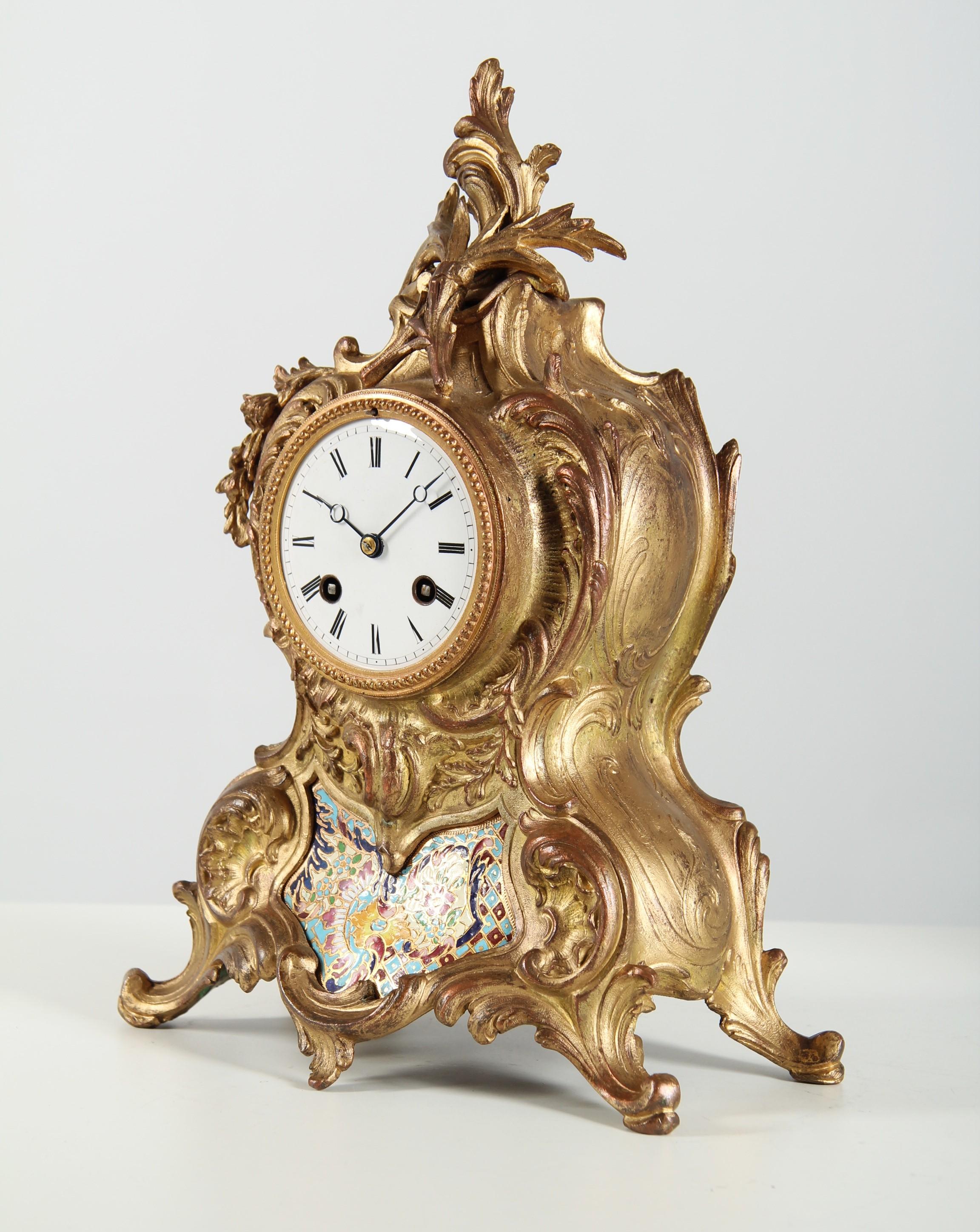 Late 19th Century Cloisonne Mantel Clock, circa 1870-1890 In Fair Condition For Sale In Greven, DE