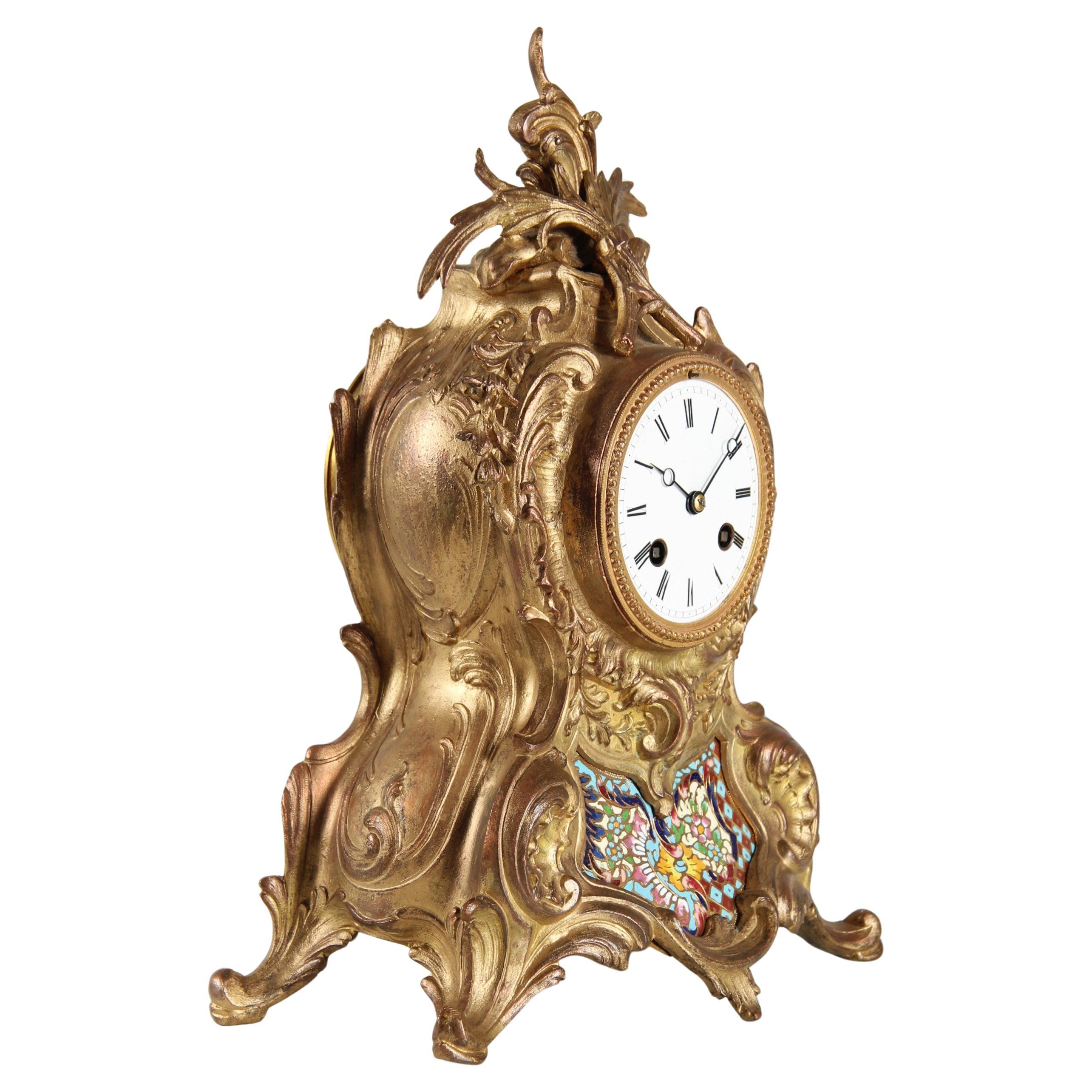 Late 19th Century Cloisonne Mantel Clock, circa 1870-1890 For Sale