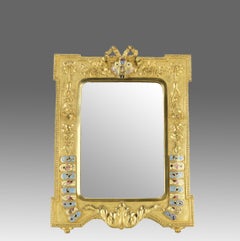 Late 19th Century "Cloisonné Table Mirror" French Gilt Bronze
