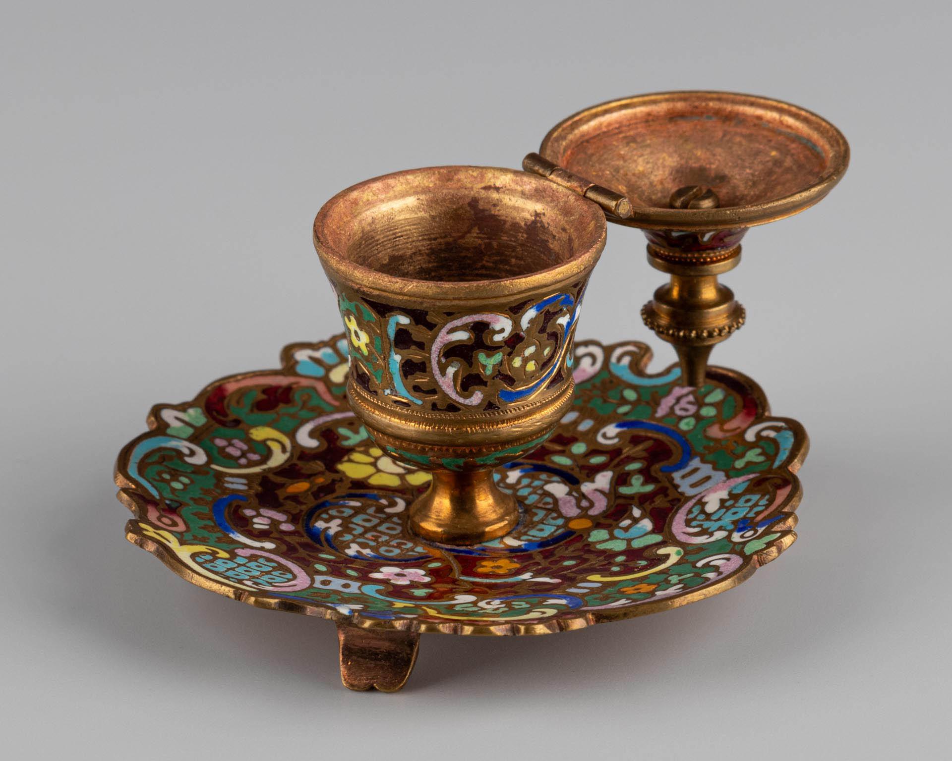 Cloissoné-Enamel-Tintenfass, Frankreich, Ende 19. Jahrhundert, ca. 1870-1890 (Cloisonné) im Angebot