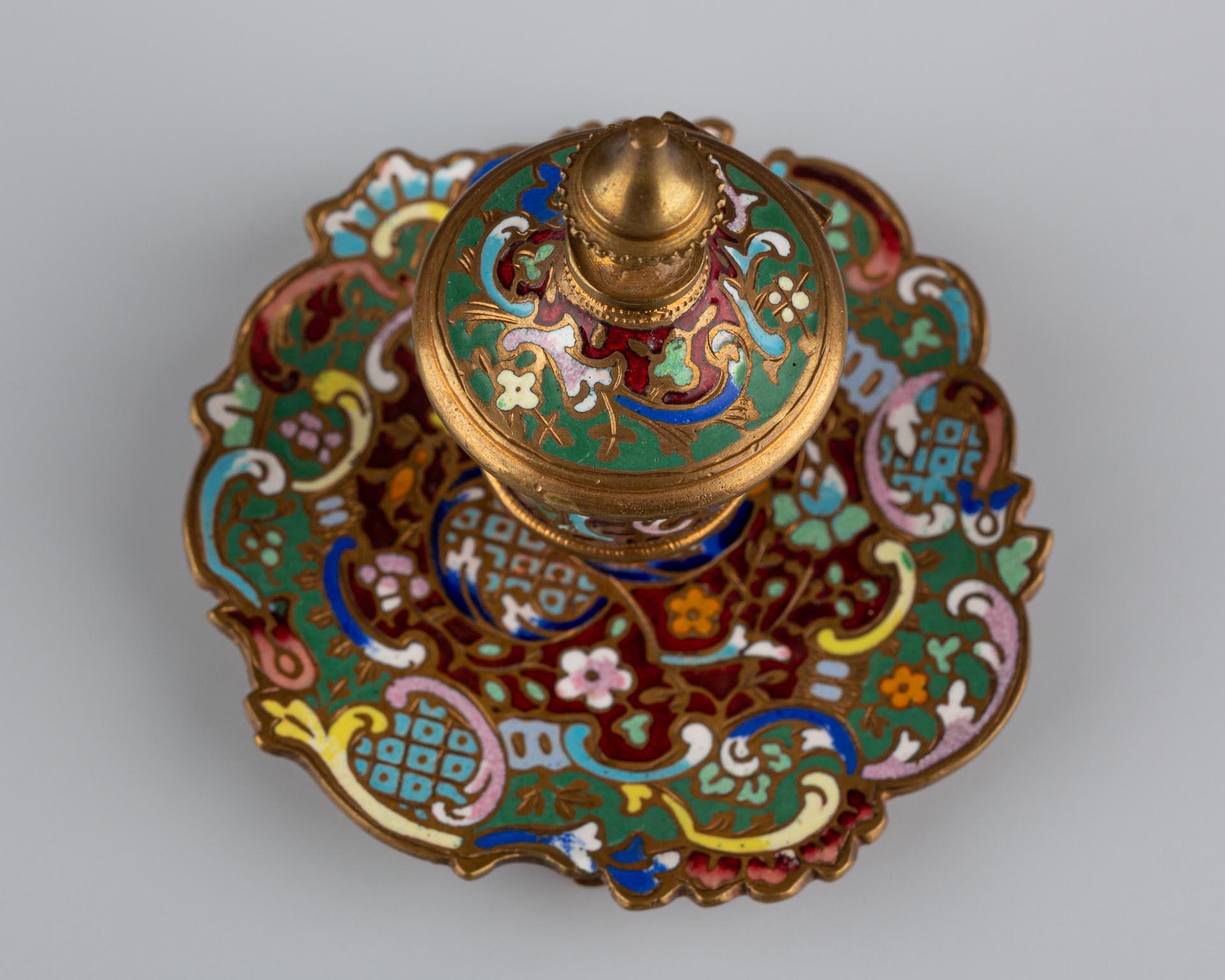 Cloissoné-Enamel-Tintenfass, Frankreich, Ende 19. Jahrhundert, ca. 1870-1890 im Angebot 2