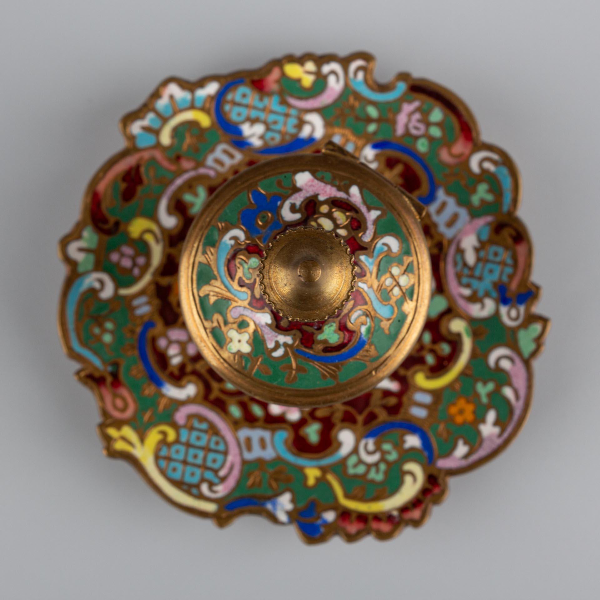 Cloissoné-Enamel-Tintenfass, Frankreich, Ende 19. Jahrhundert, ca. 1870-1890 im Angebot 3