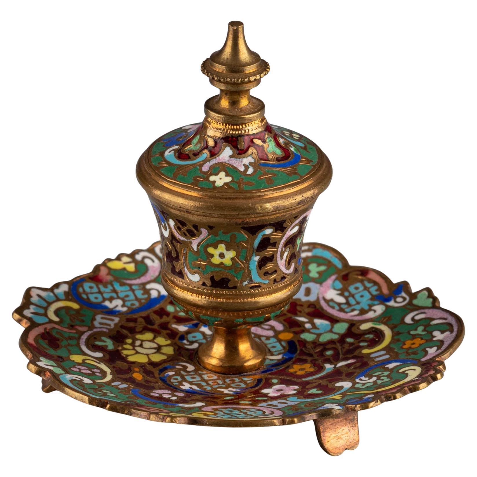 Cloissoné-Enamel-Tintenfass, Frankreich, Ende 19. Jahrhundert, ca. 1870-1890