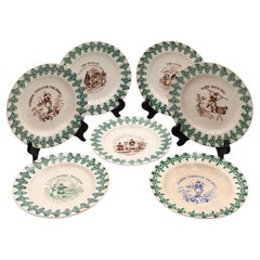 Late 19th Century Collection of 7 Clementson Brothers Ironstone Plates