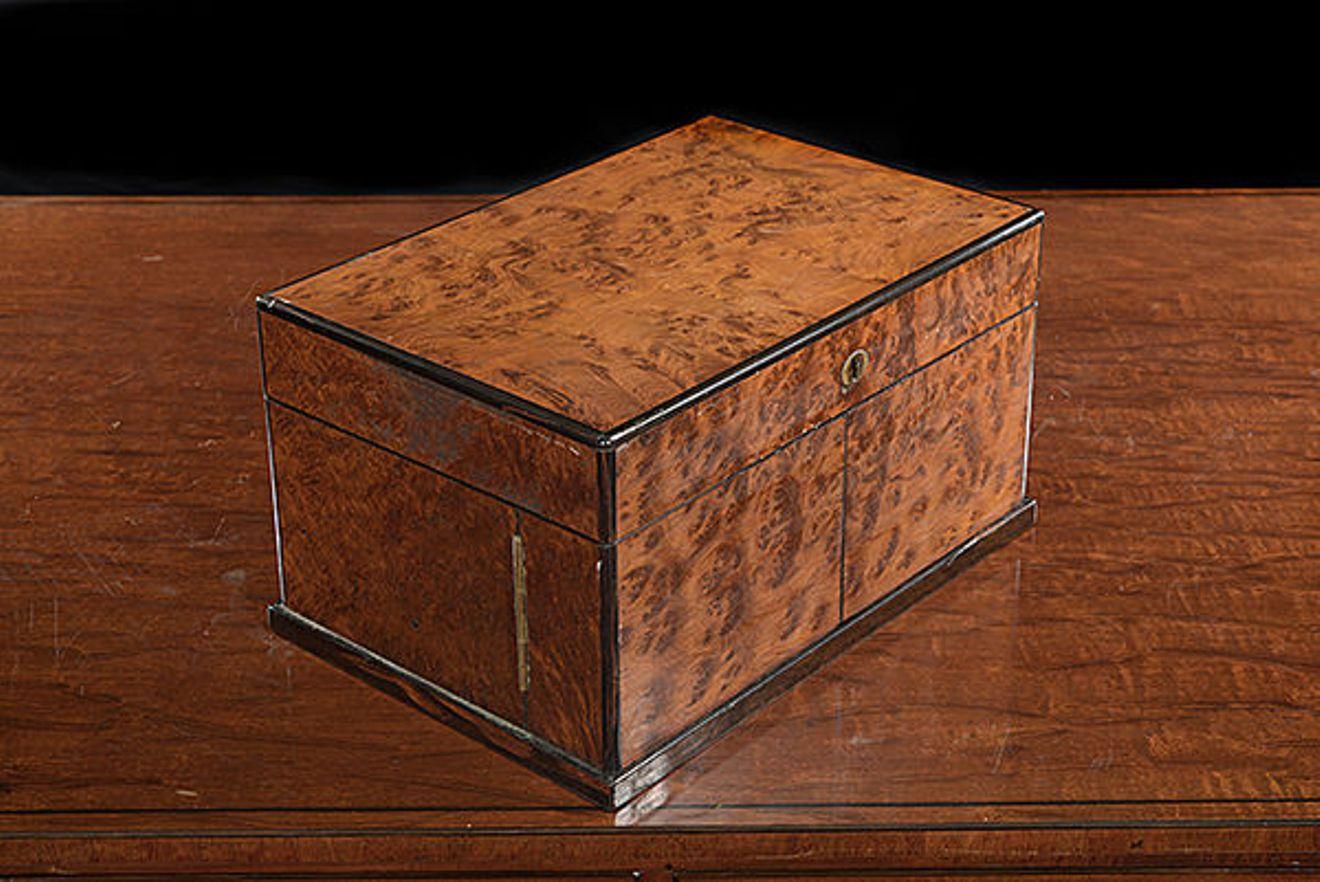 Victorian Late 19th Century Compendium in a Burr Yew Wood & Coromandel Box Cabinet