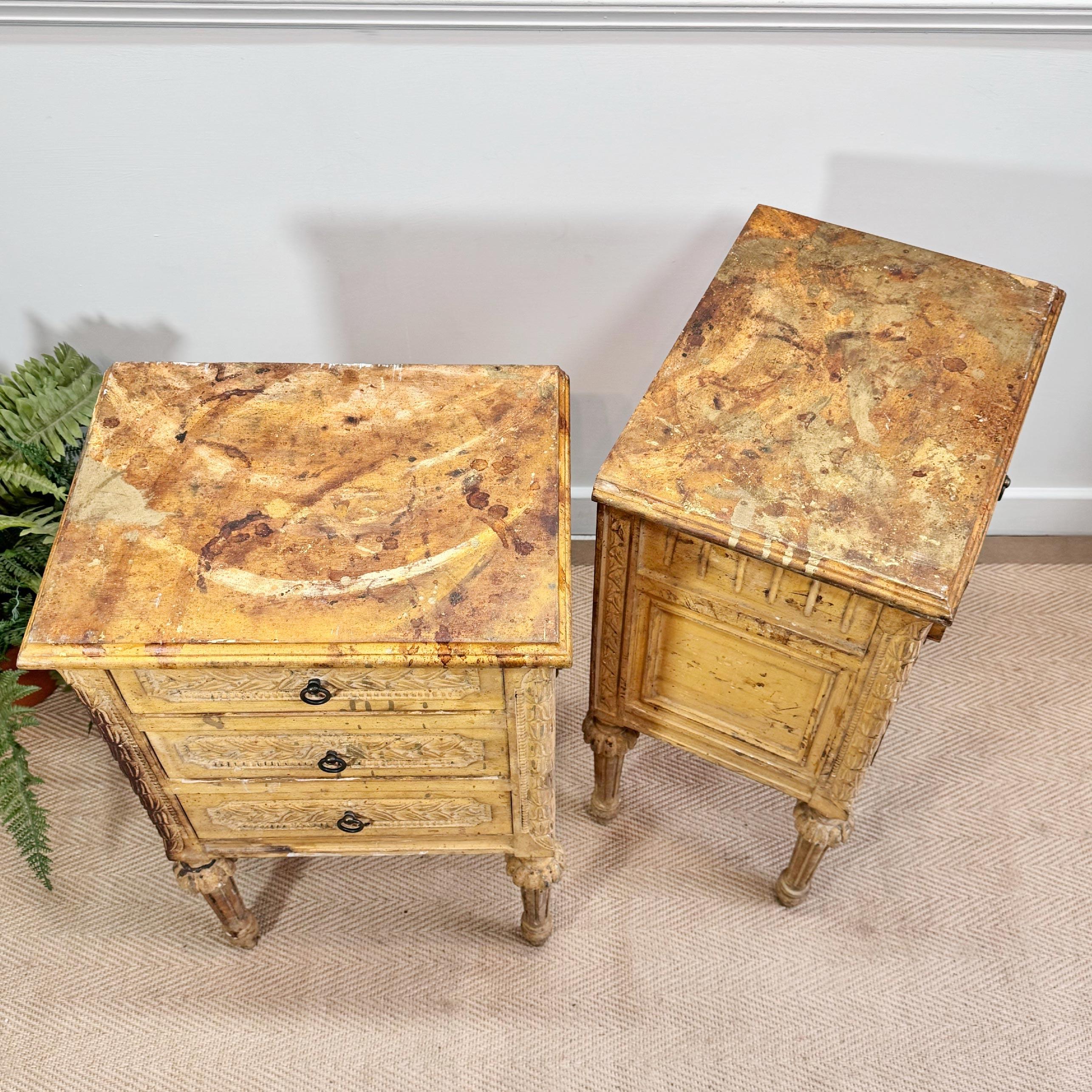 Carved Late 19th Century Continental Bedside Drawers