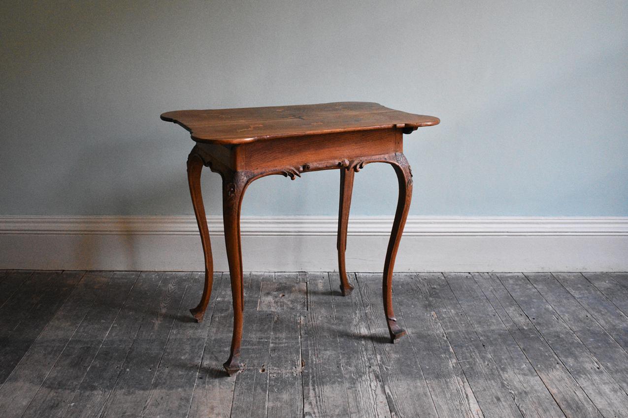 Country Late 19th Century Continental Side Table in Carved Walnut For Sale