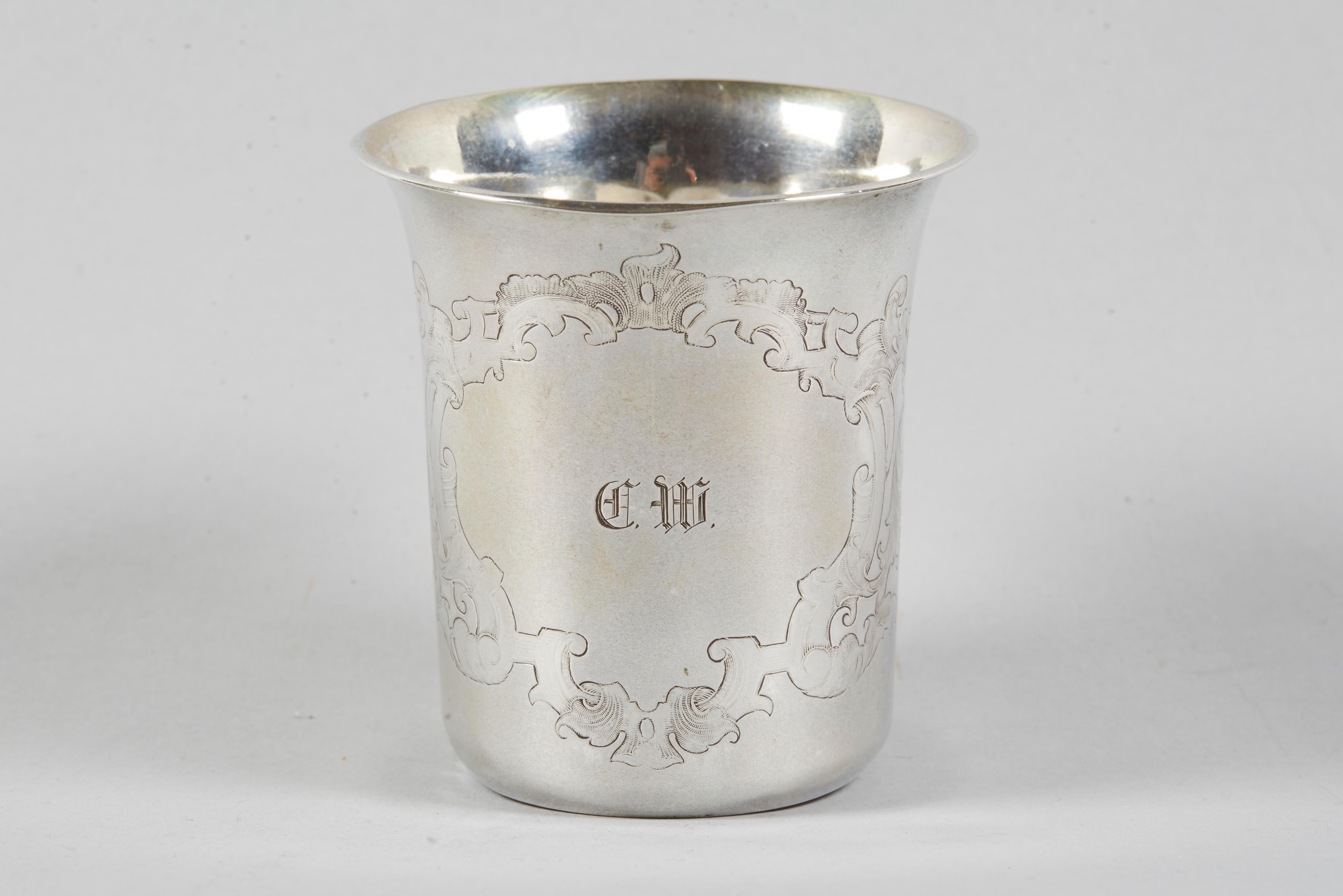 European Late 19th Century Continental Silver Kiddush Cup For Sale