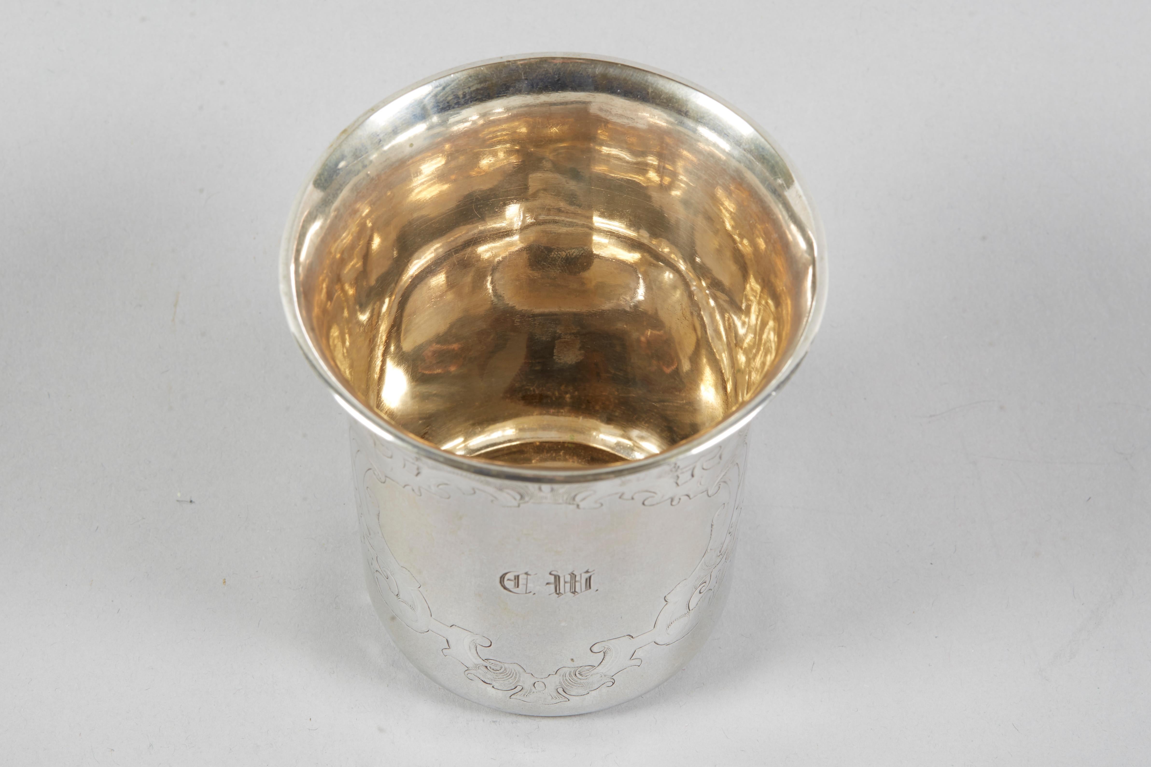 Late 19th Century Continental Silver Kiddush Cup In Good Condition For Sale In New York, NY