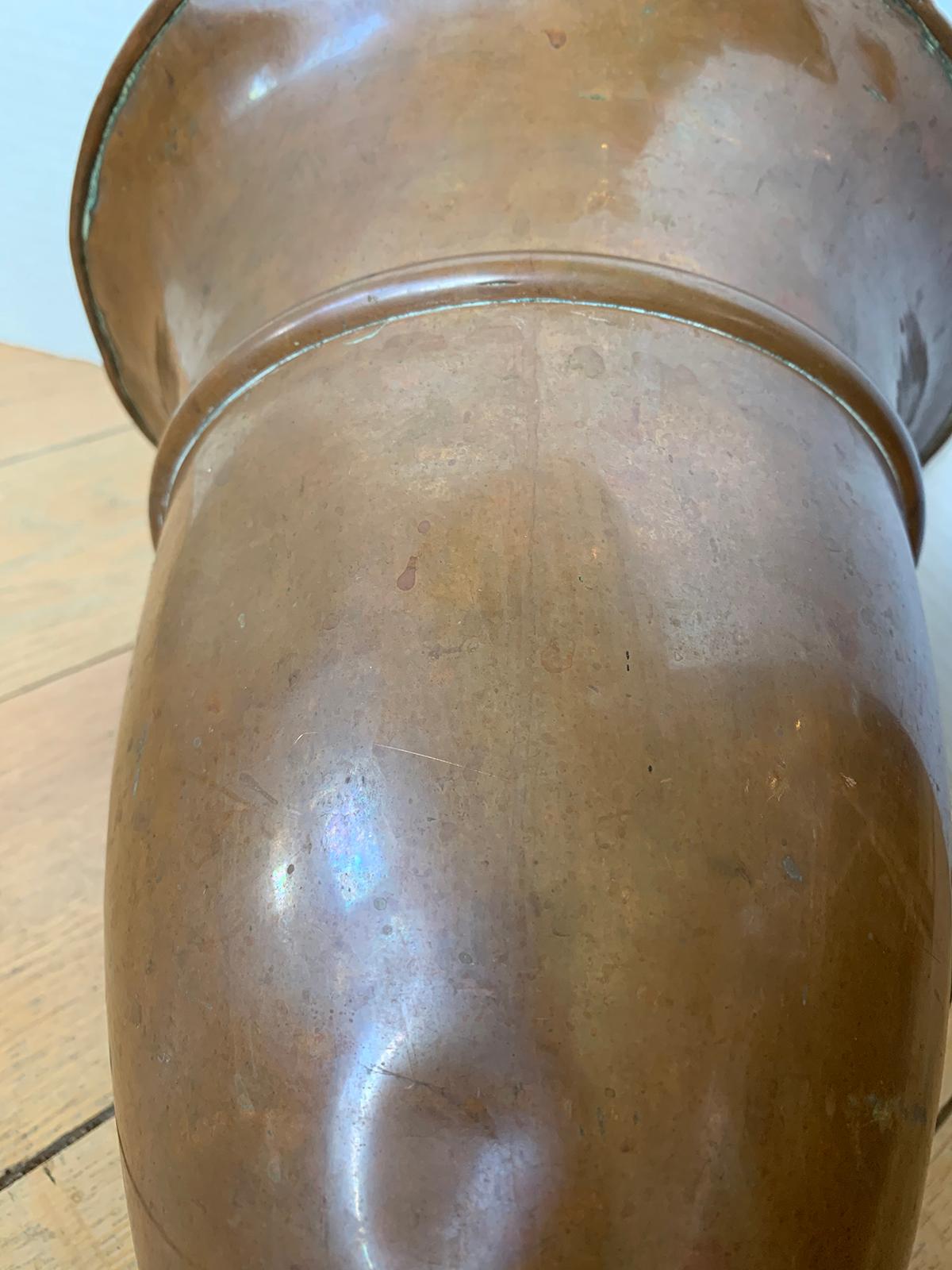 Late 19th Century Copper Cachepot with Crest by Joseph Heinrichs, Marked 7