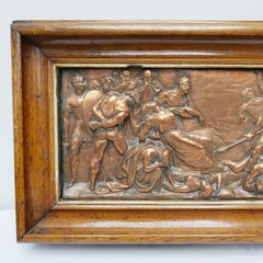 Kupferrelief des späten 19. Jahrhunderts, das eine römische Schlacht in der Nähe eines römischen Schauplatzes zeigt, um 1880