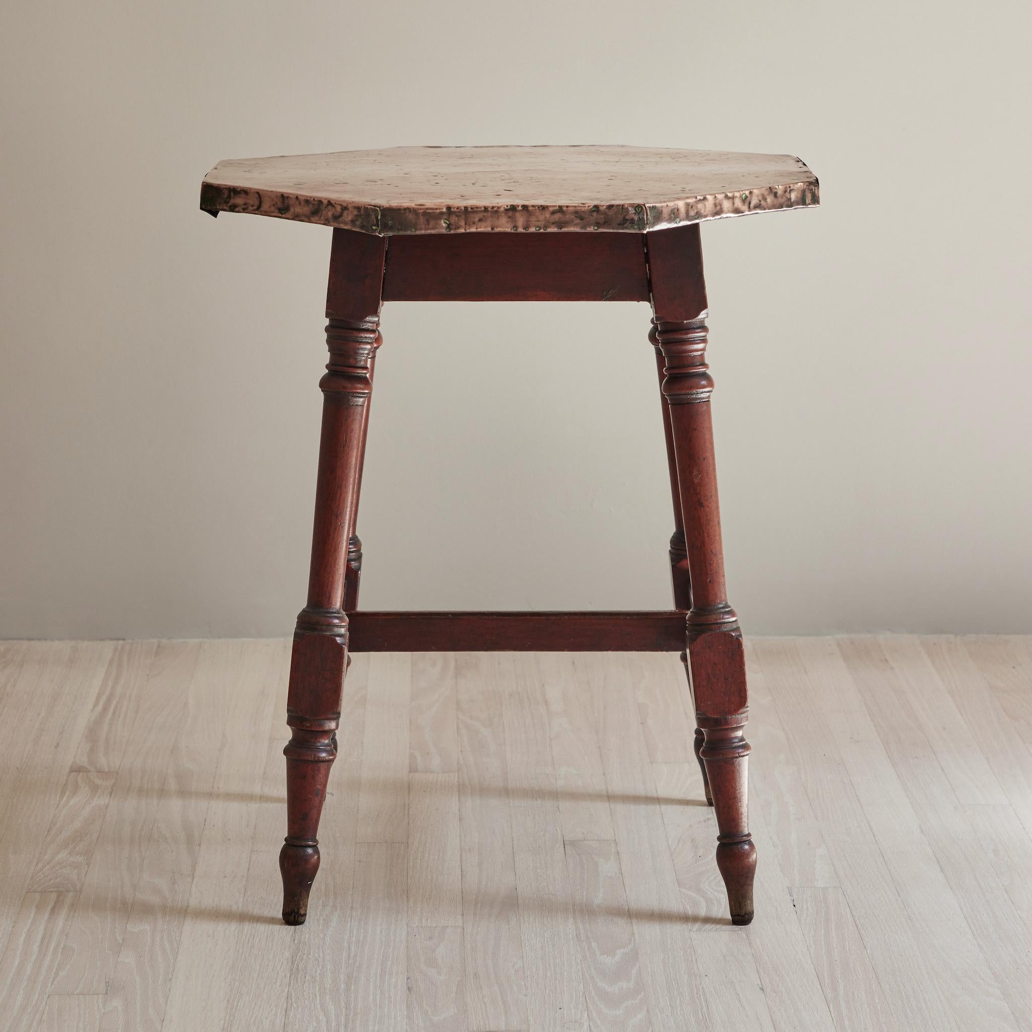 Late 19th Century Copper Top Side Table with Wooden Legs from England 3