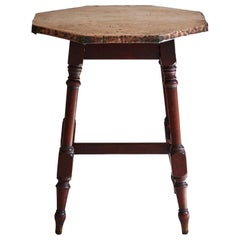 Late 19th Century Copper Top Side Table with Wooden Legs from England