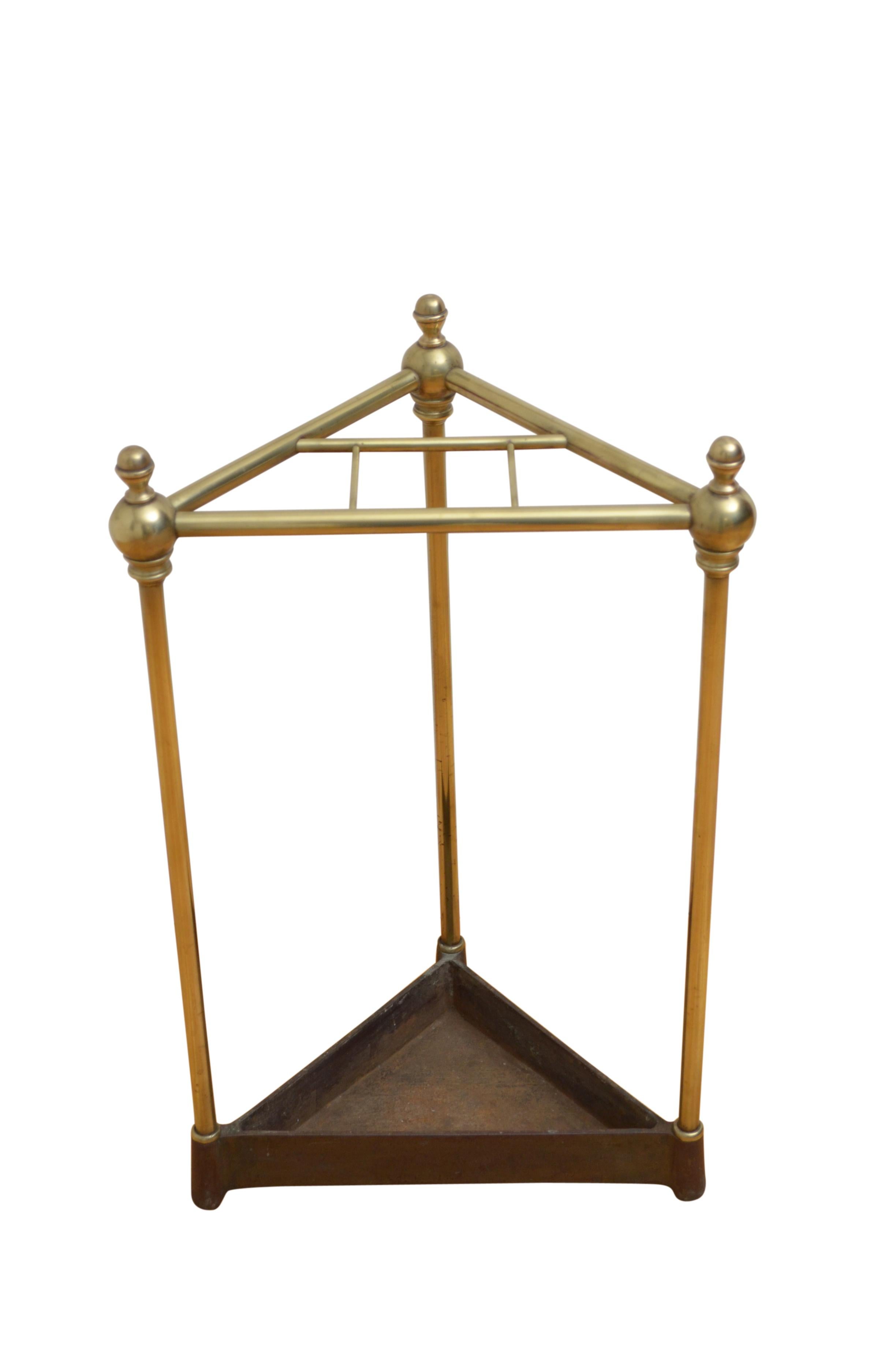 Late 19th Century Corner Umbrella Stand in Brass