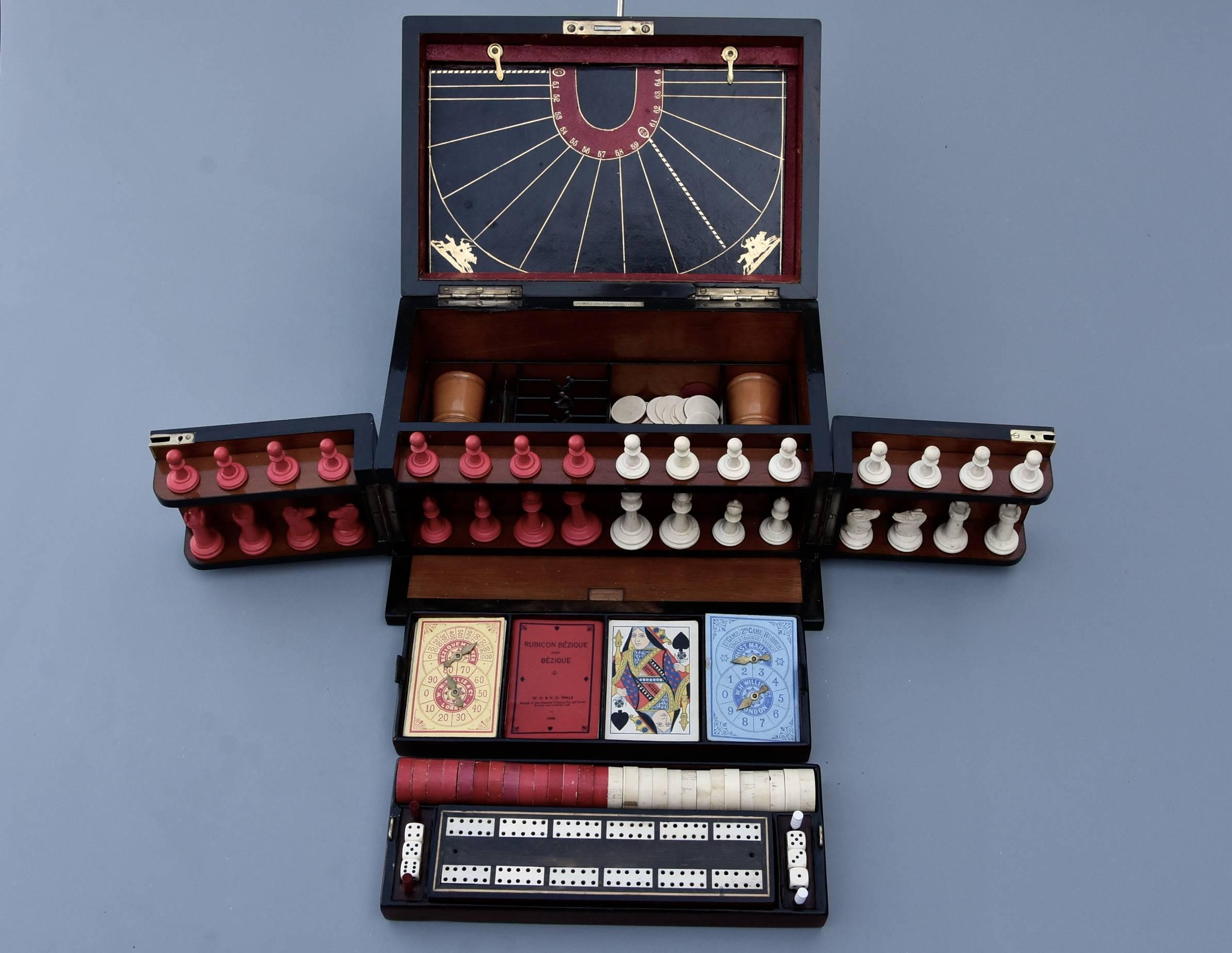 Wood Late 19th Century Coromandel Fitted Games Compendium For Sale