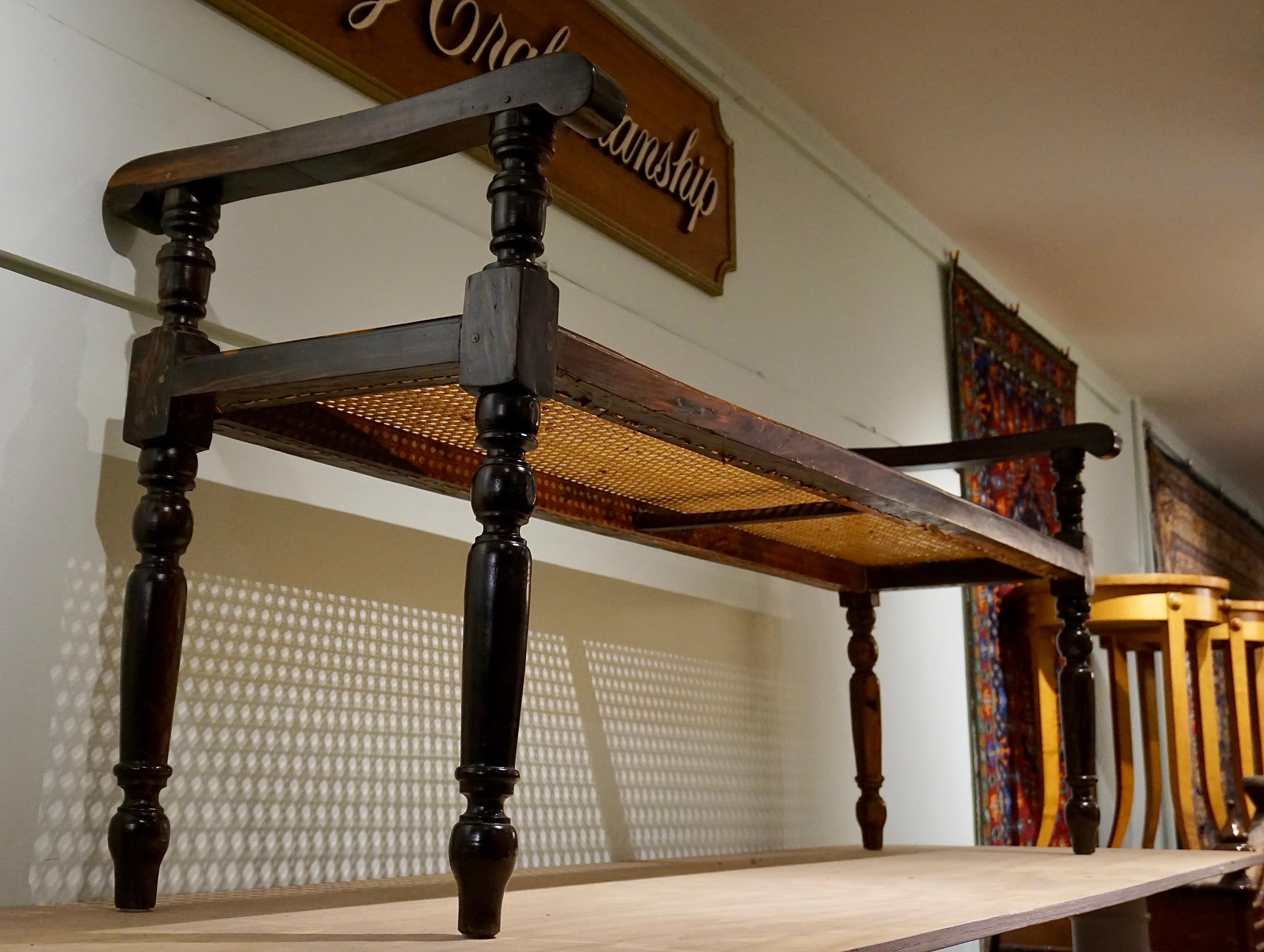 Late 19th Century Coromandel Wood Anglo Indian Plantation Cane Bench In Good Condition In Vancouver, British Columbia