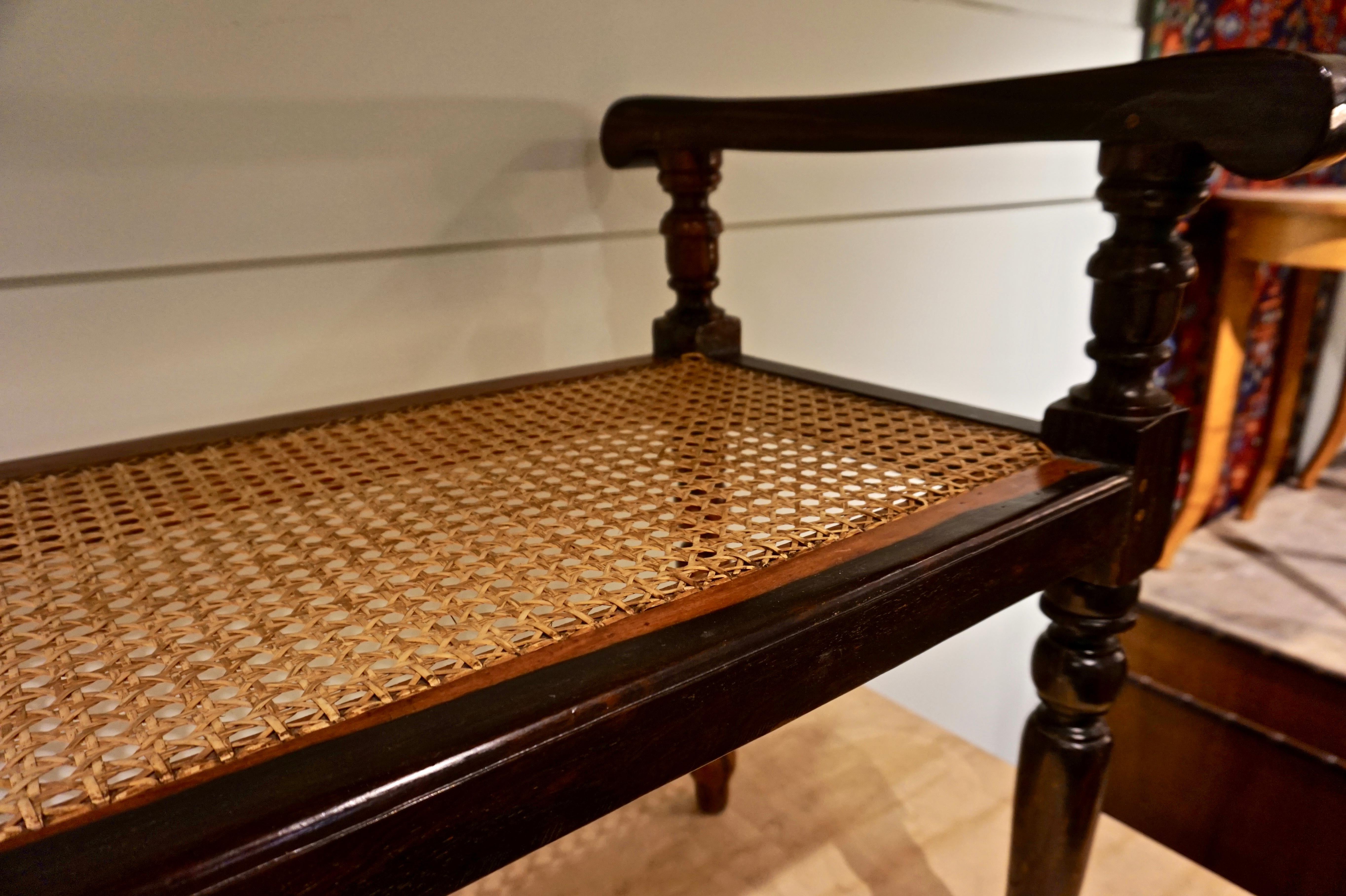 Late 19th Century Coromandel Wood Anglo Indian Plantation Cane Bench 1