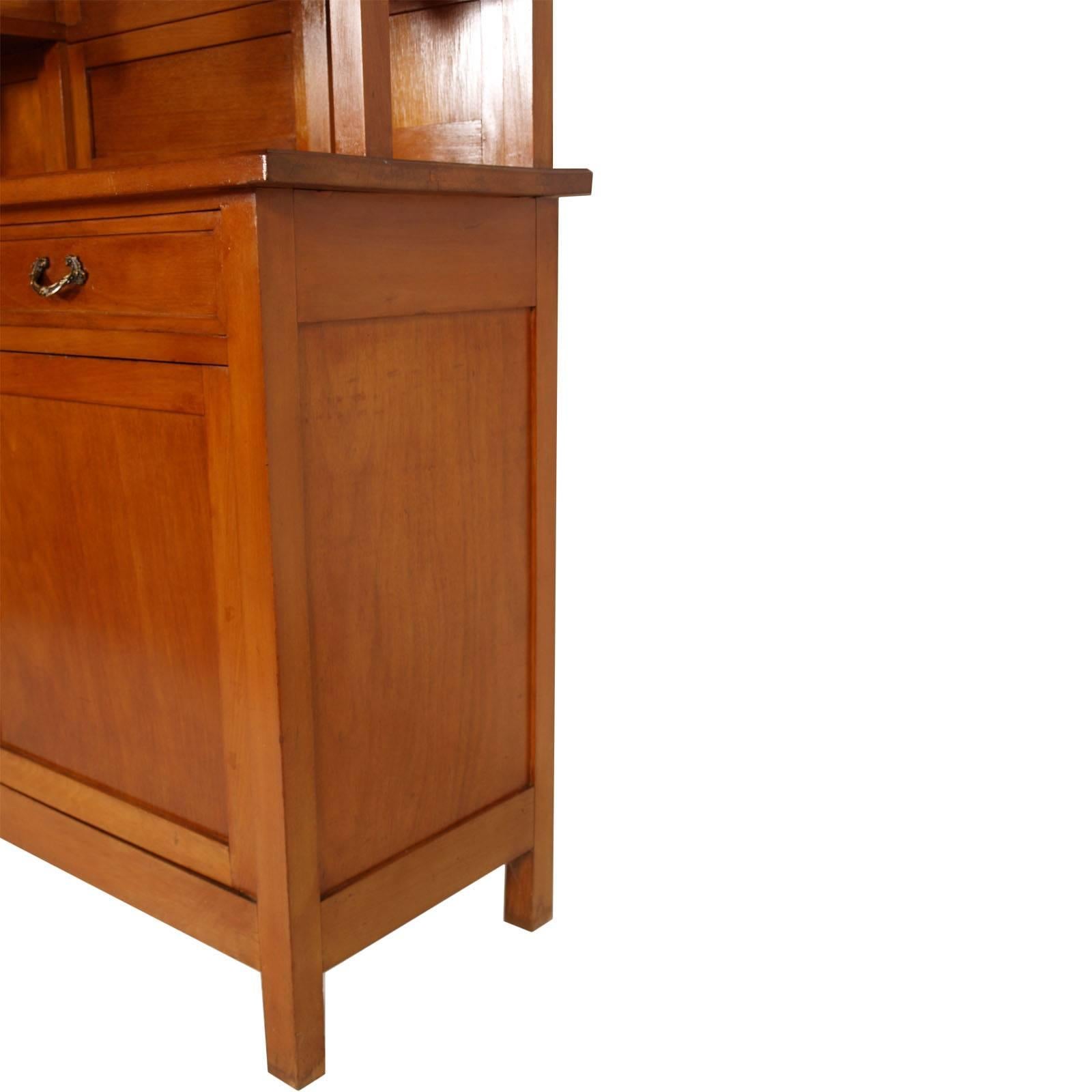 Beveled Late 19th Century  Art Nouveau Credenza Display Cabinet, by Bassano's Ebanistery For Sale
