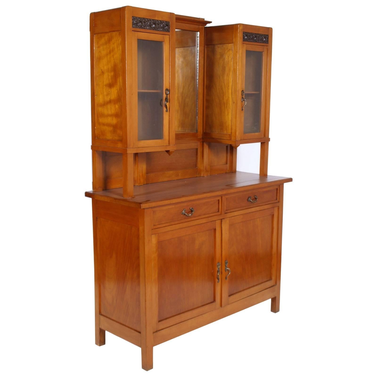 Late 19th Century  Art Nouveau Credenza Display Cabinet, by Bassano's Ebanistery For Sale