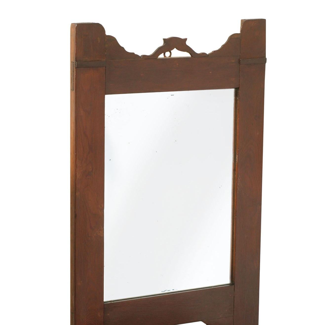 Late 19th Century Country Art Nouveau Mirror, Walnut, Wax polished In Good Condition For Sale In Vigonza, Padua
