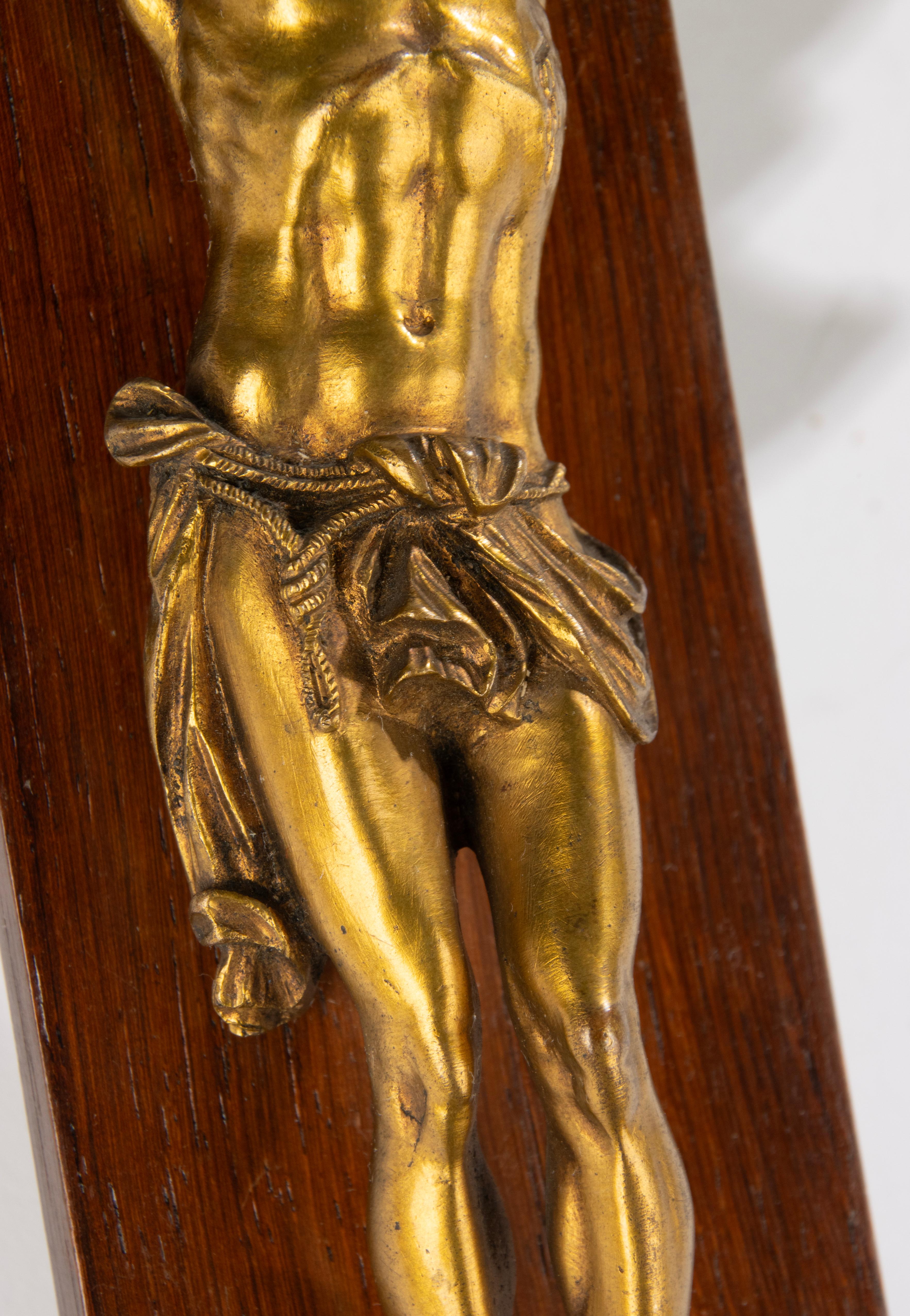Late 19th Century Crucifix - Corpus Christi - Ormolu Gilt Bronze - Wooden Cross 9